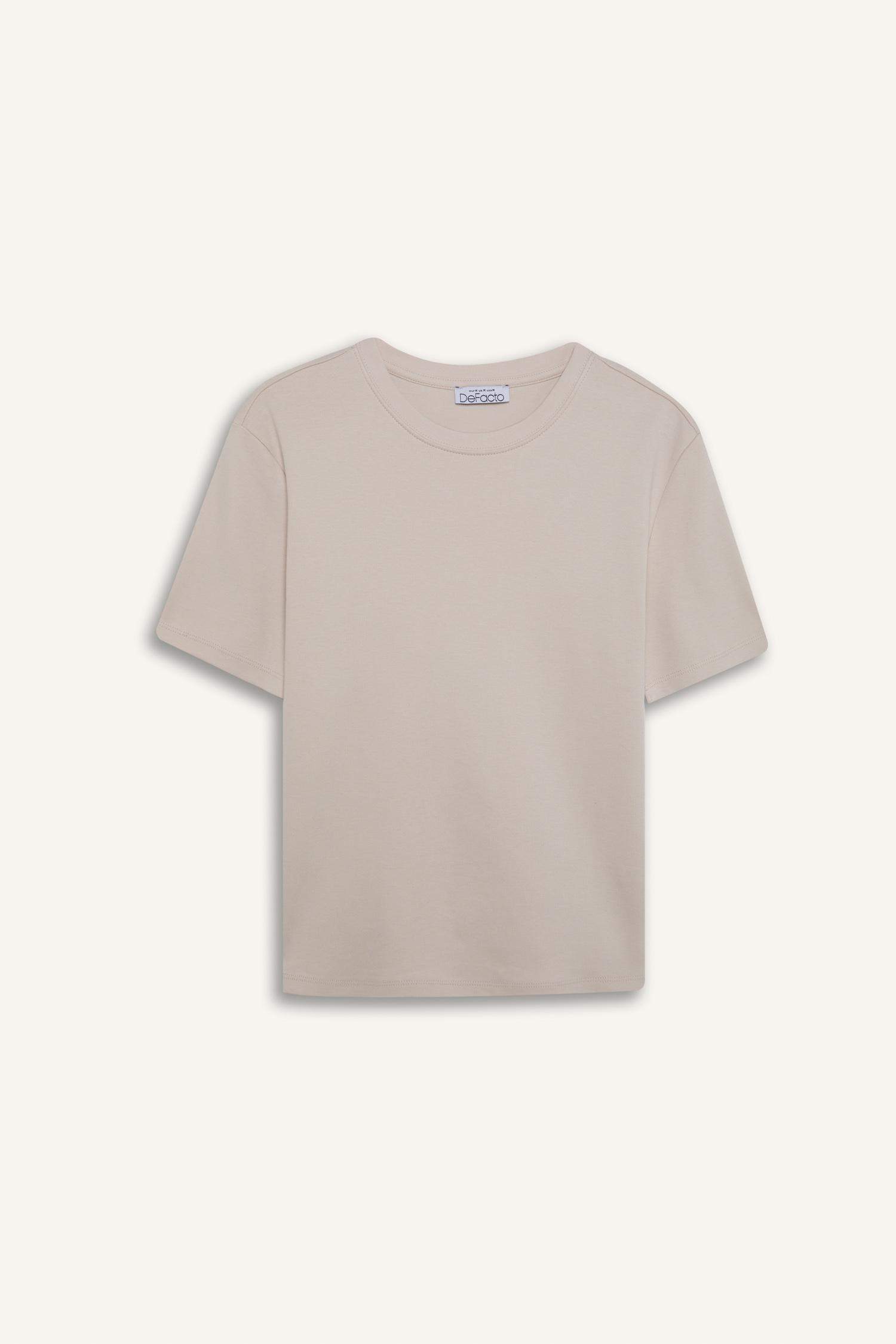 Regular Fit Bisiklet Yaka Basic Düz Kalın Kısa Kollu Tişört