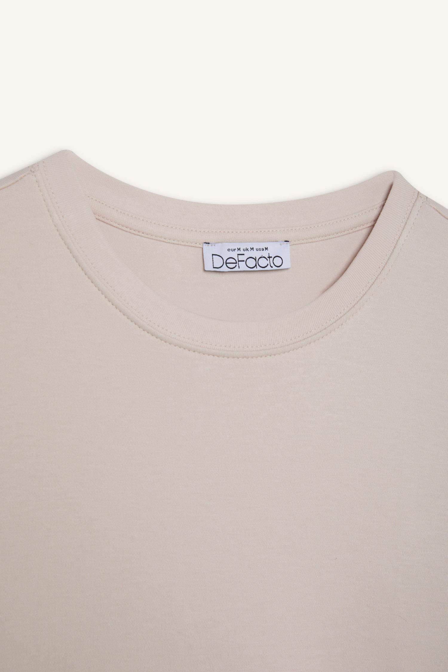 Regular Fit Bisiklet Yaka Basic Düz Kalın Kısa Kollu Tişört