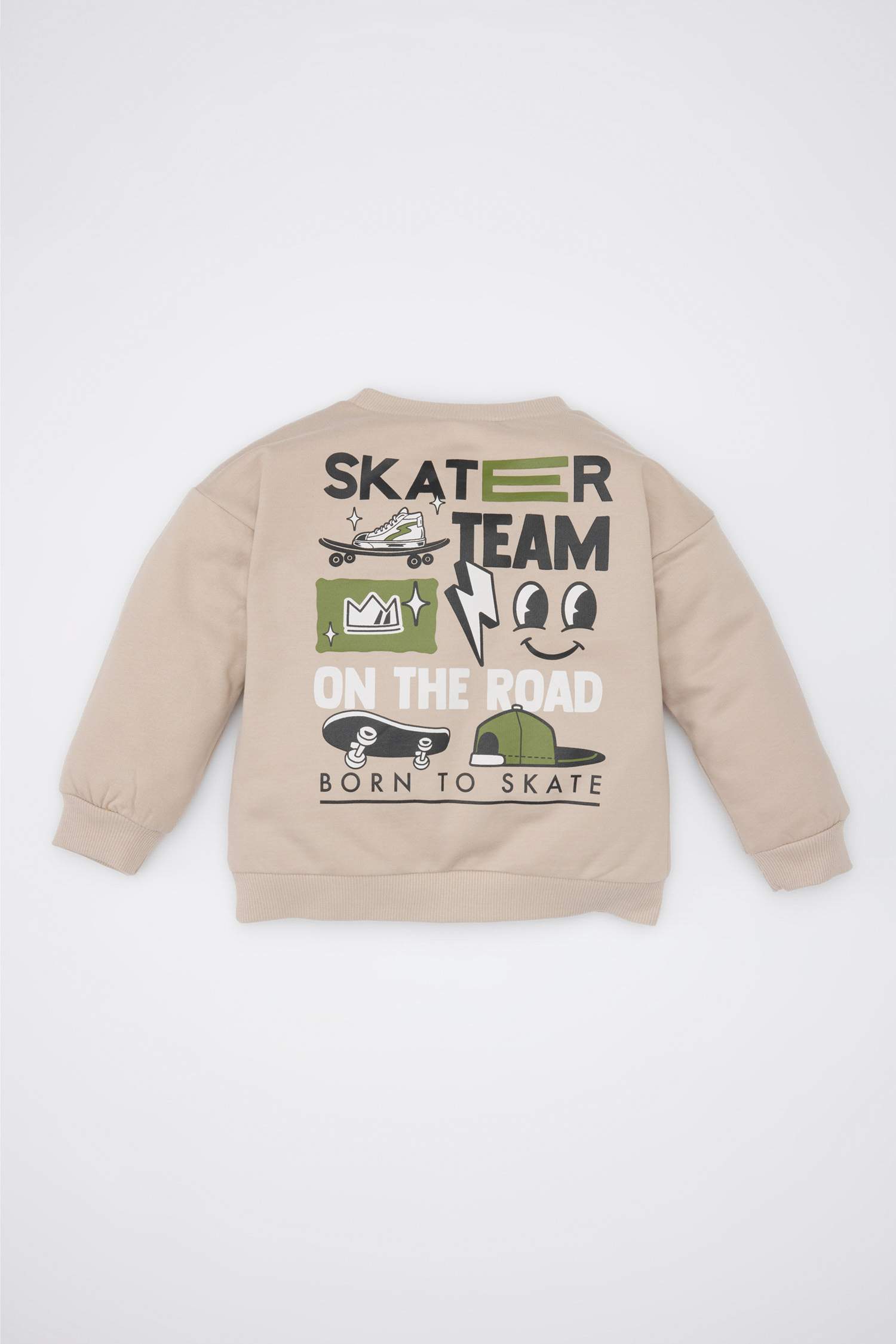 Baby Boy Crew Neck Back Printed Soft Furry Inside Sweatshirt