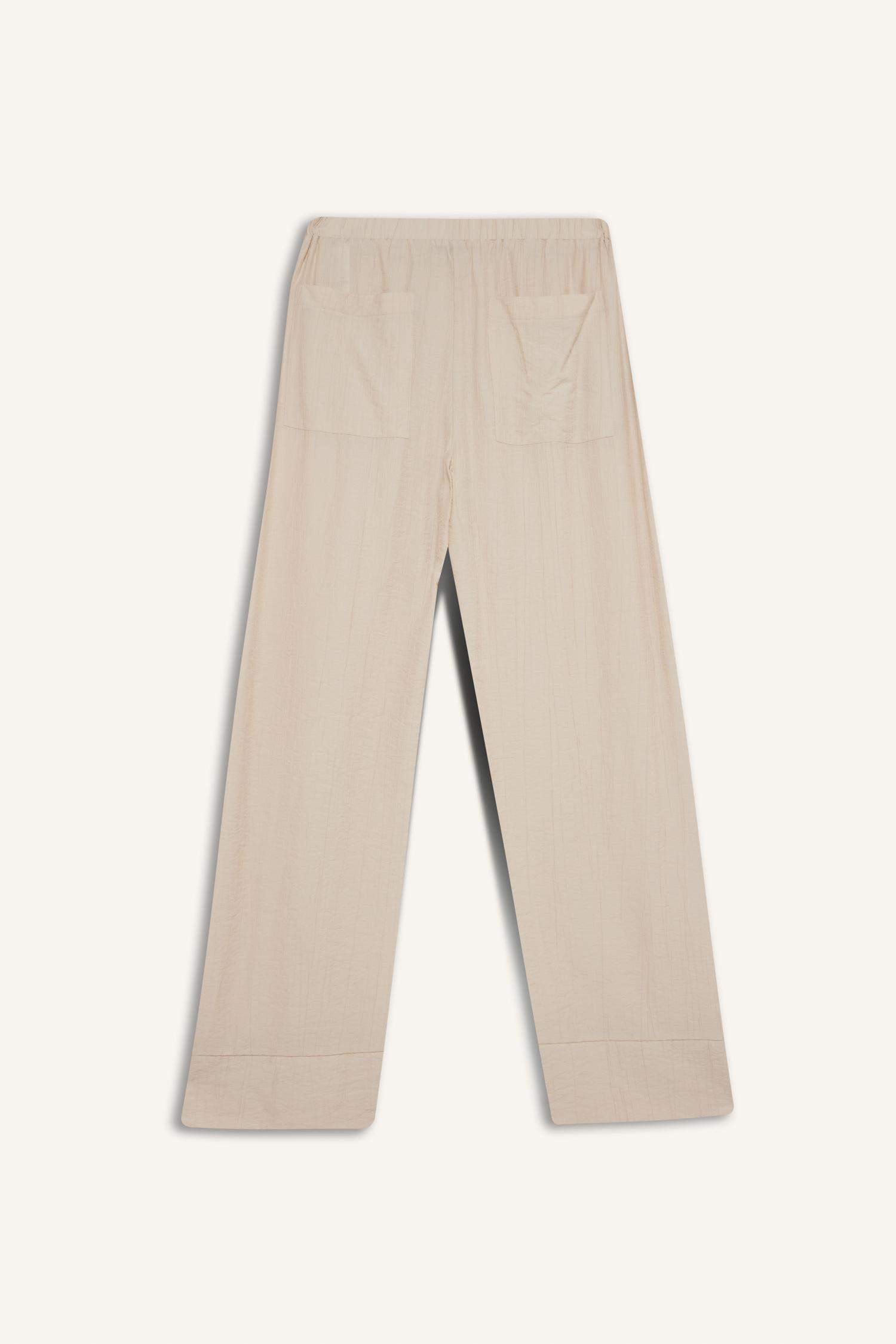 Wide Leg Beli Lastikli Krinkıl Kumaş Geniş Paça Pantolon