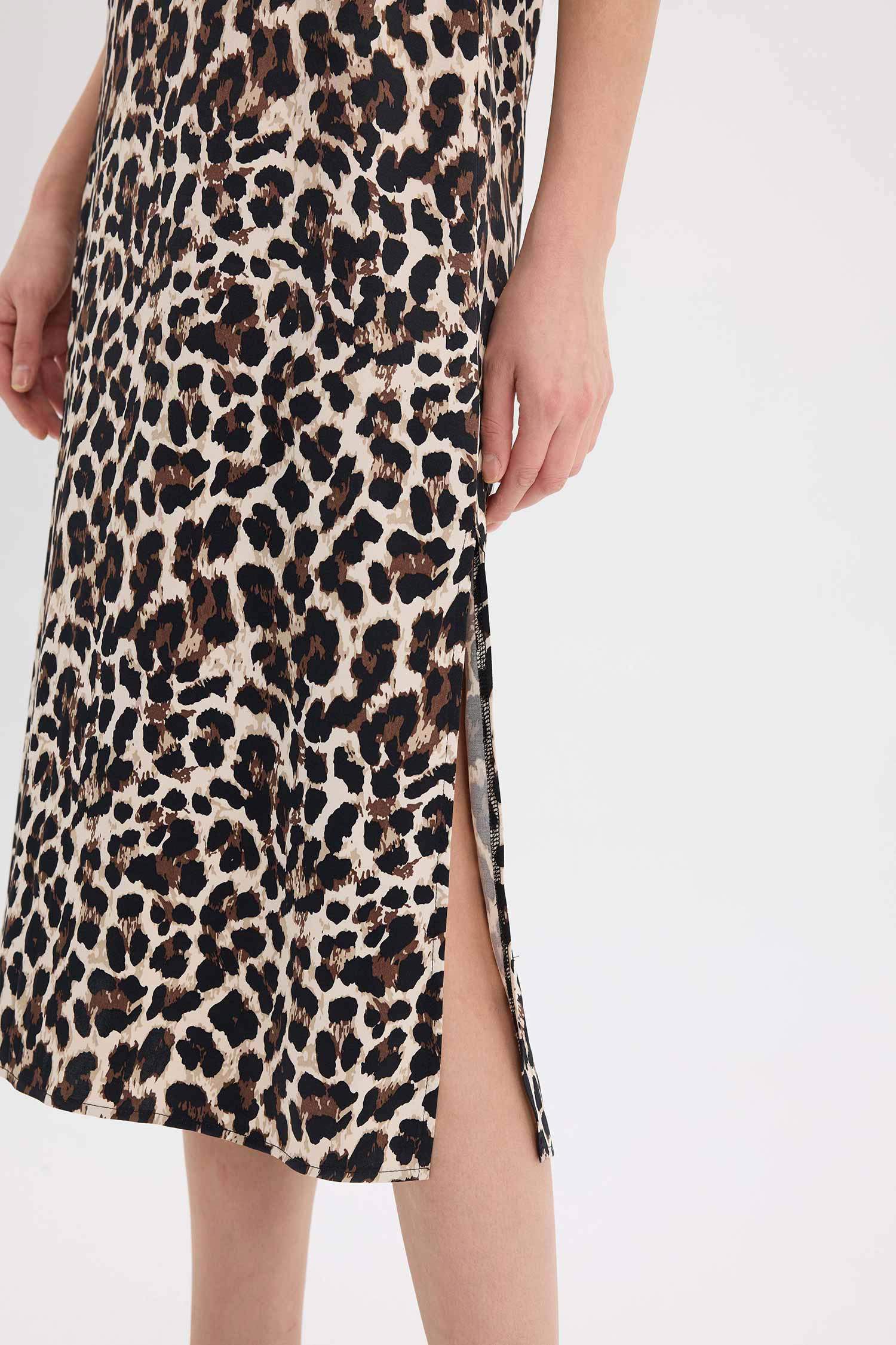 Round Collar Satin Sleeveless Midi Dress