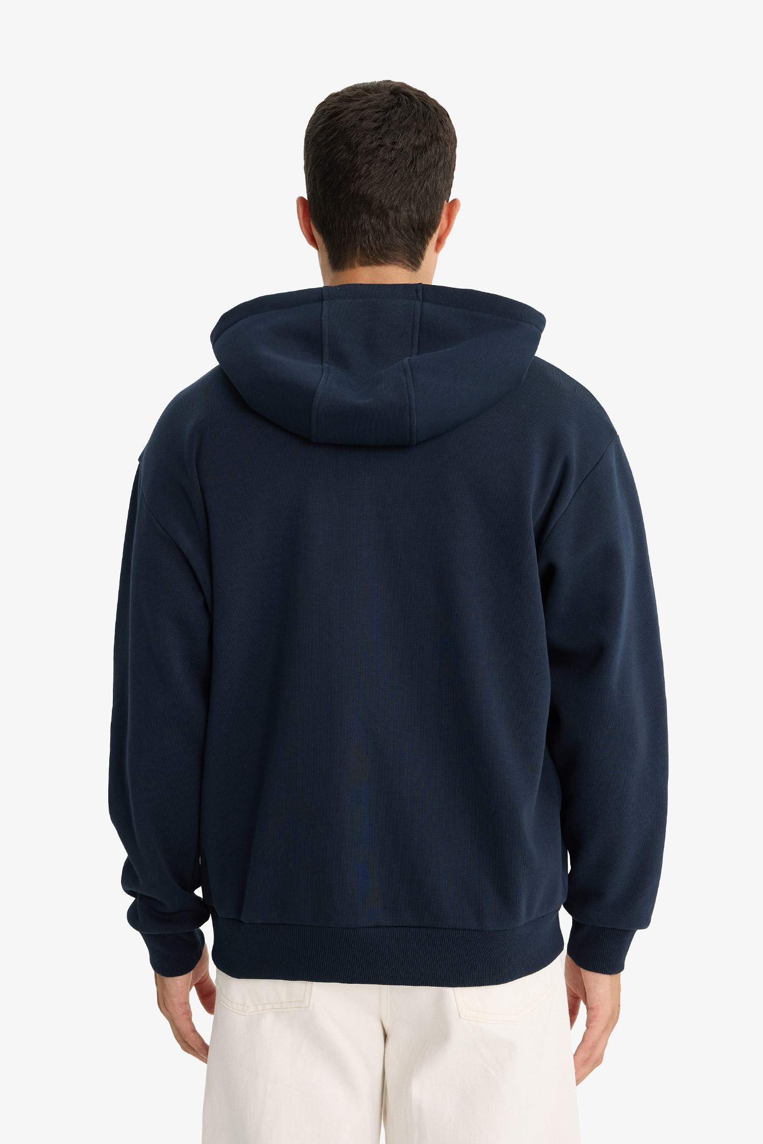 Comfort Fit Hooded Zippered Basic Thick Sweatshirt