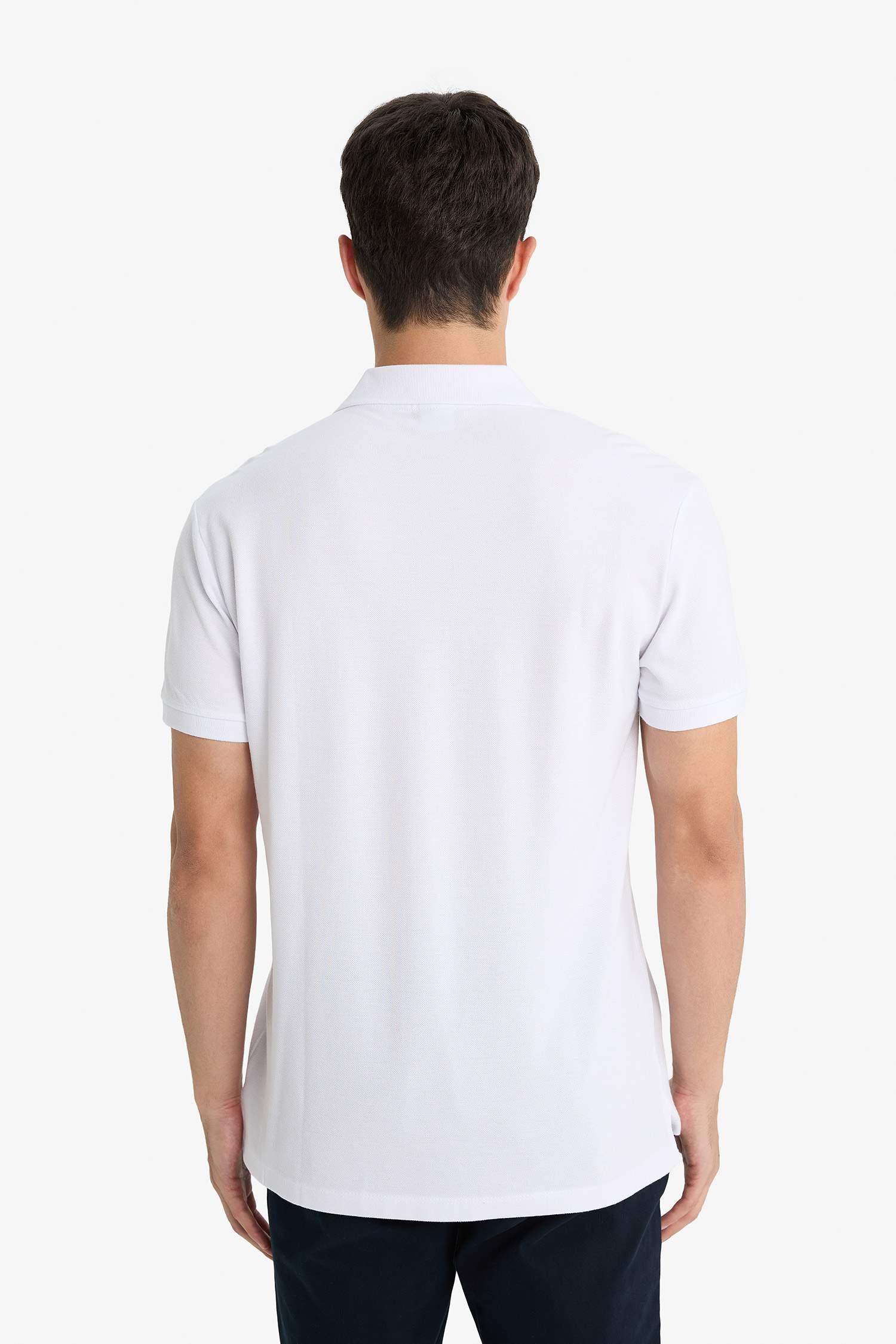 %100 Pamuk Regular Fit Polo Yaka Kısa Kollu Çizgili Tişört