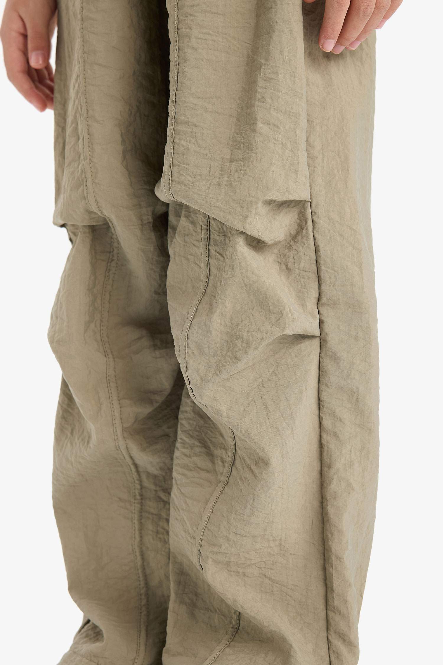 Girl Elastic Waist Straight Leg Parachute Trousers