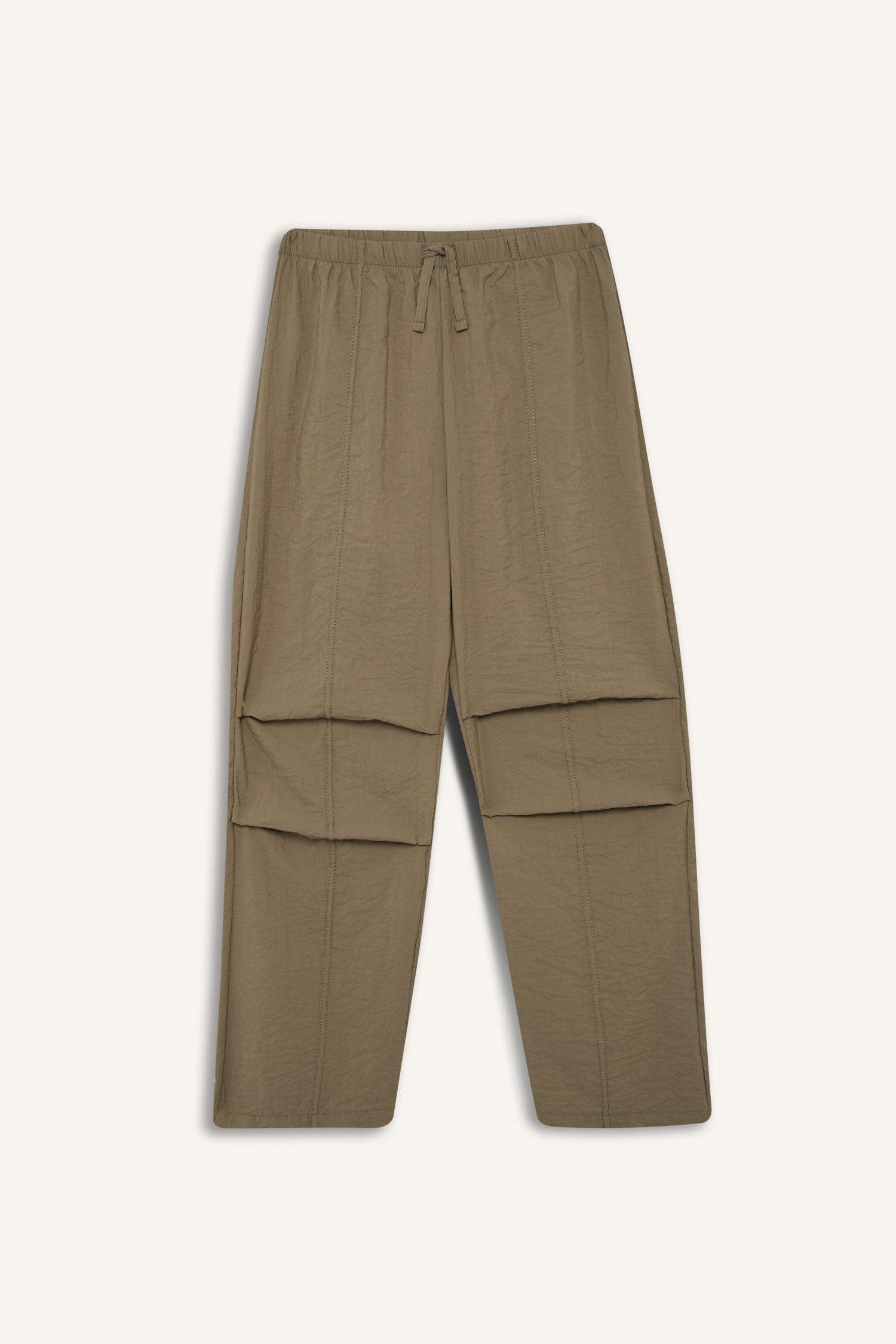 Girl Elastic Waist Straight Leg Parachute Trousers