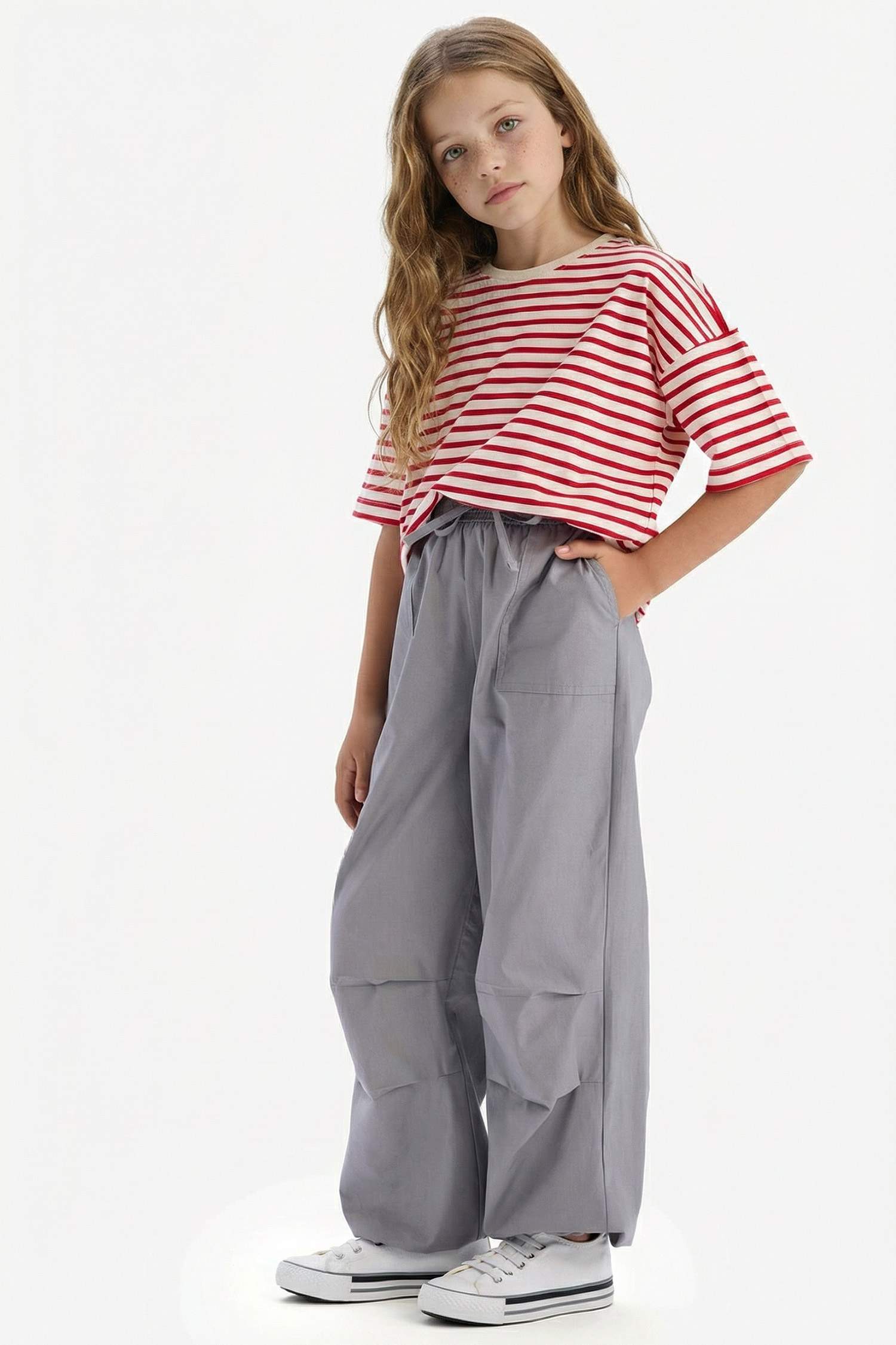 Girl Parachute Cotton Joggers