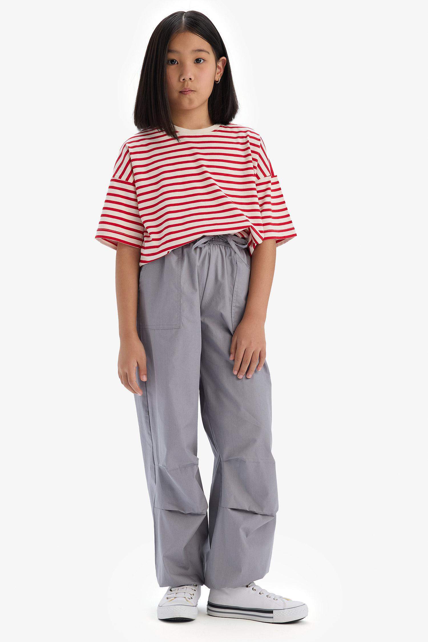 Kız Çocuk Paraşüt Jogger Paça Pamuklu Pantolon