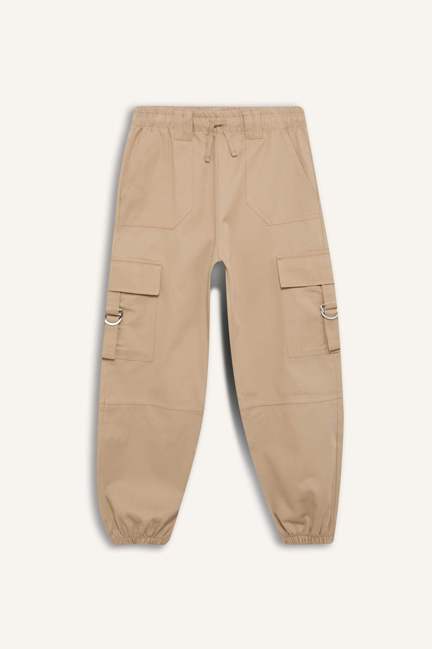 Kız Çocuk Paraşüt Kargo Jogger Paça Pamuklu Pantolon