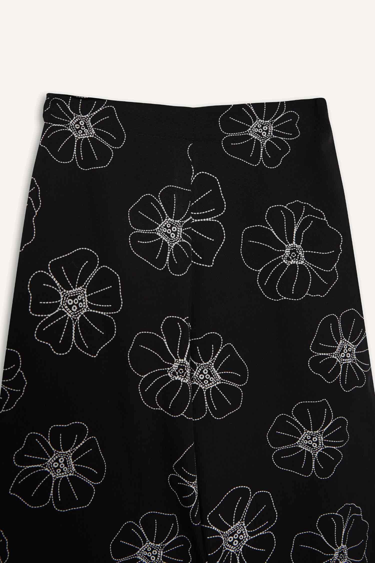 Kız Çocuk Desenli Wide Leg Geniş Paça Pamuklu Pantolon