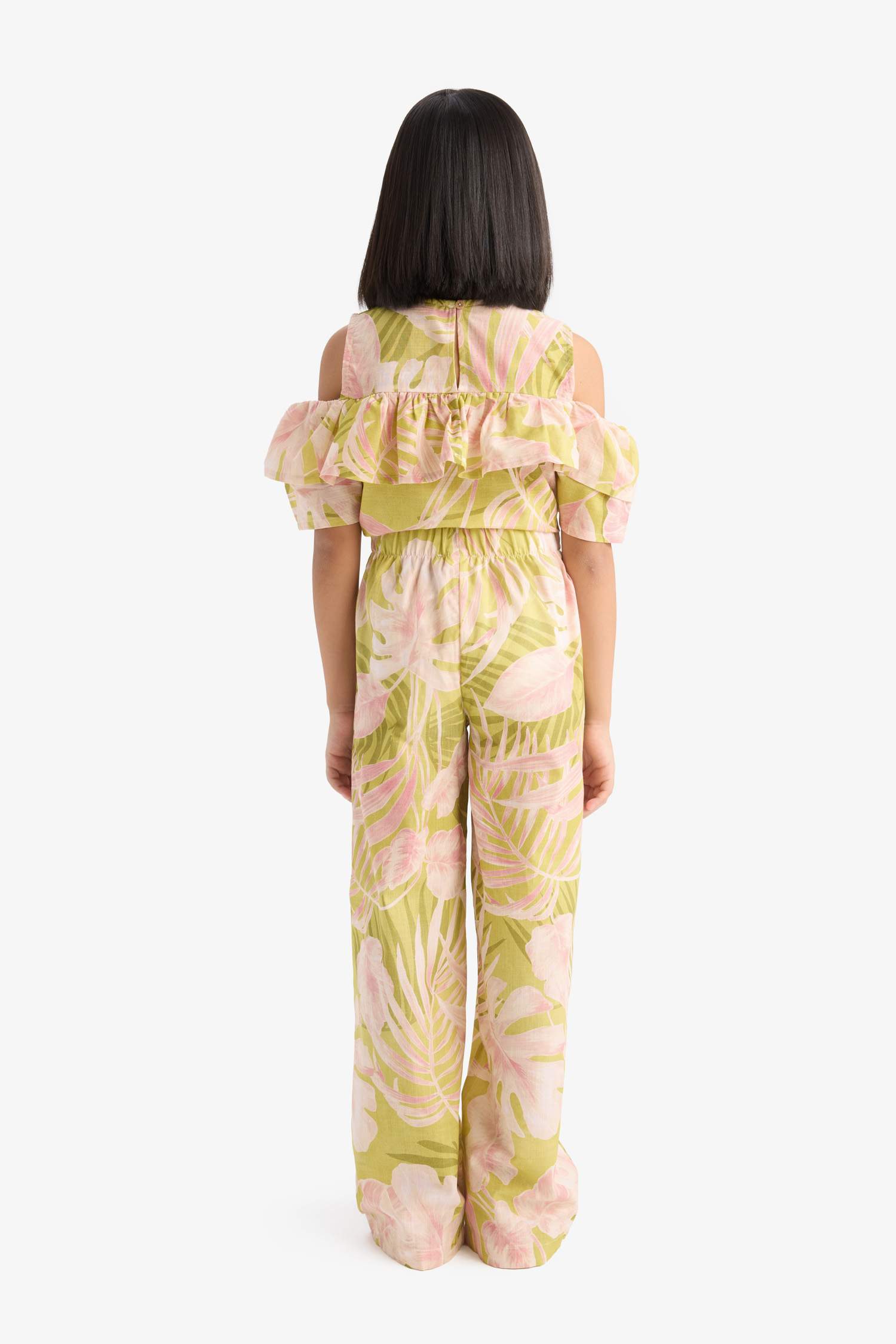 Kız Çocuk Desenli Wide Leg Geniş Paça Pamuklu Pantolon