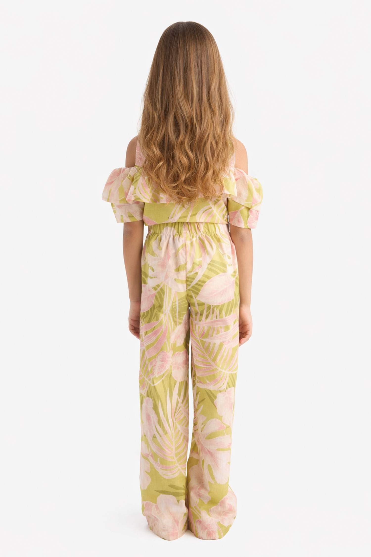 Desenli Wide Leg Geniş Paça Pamuklu Pantolon Kız Çocuk