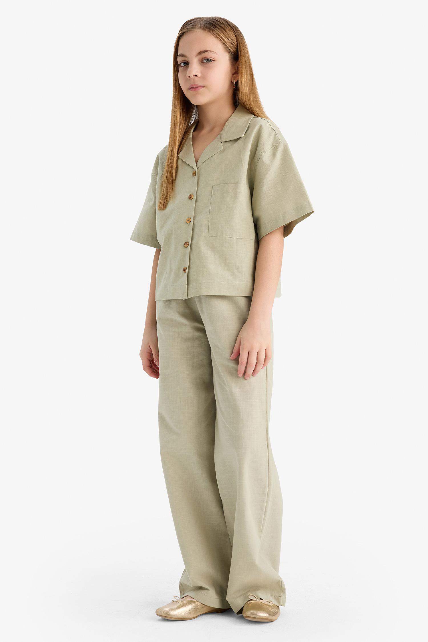 Детские хлопковые брюки с широкими штанинами и эластичным поясом