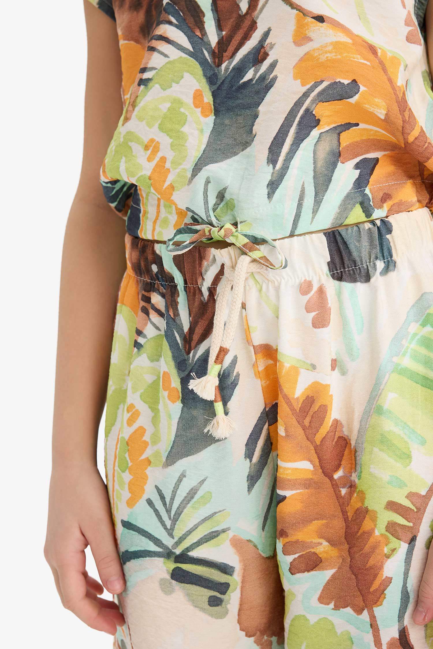 Kız Çocuk Desenli Palazzo Geniş Bol Paça Pantolon