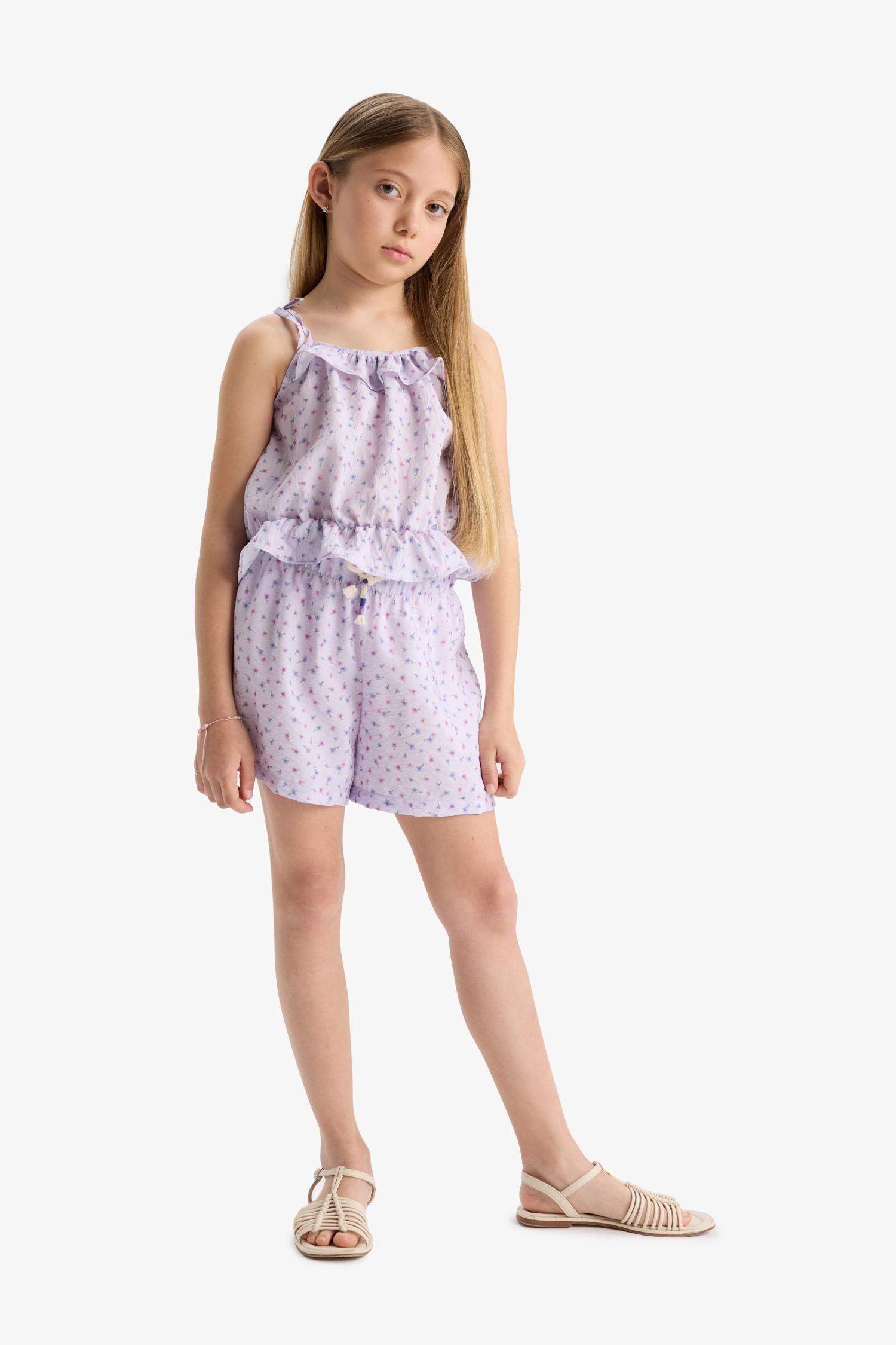 Girl Elastic Waist Patterned Shorts