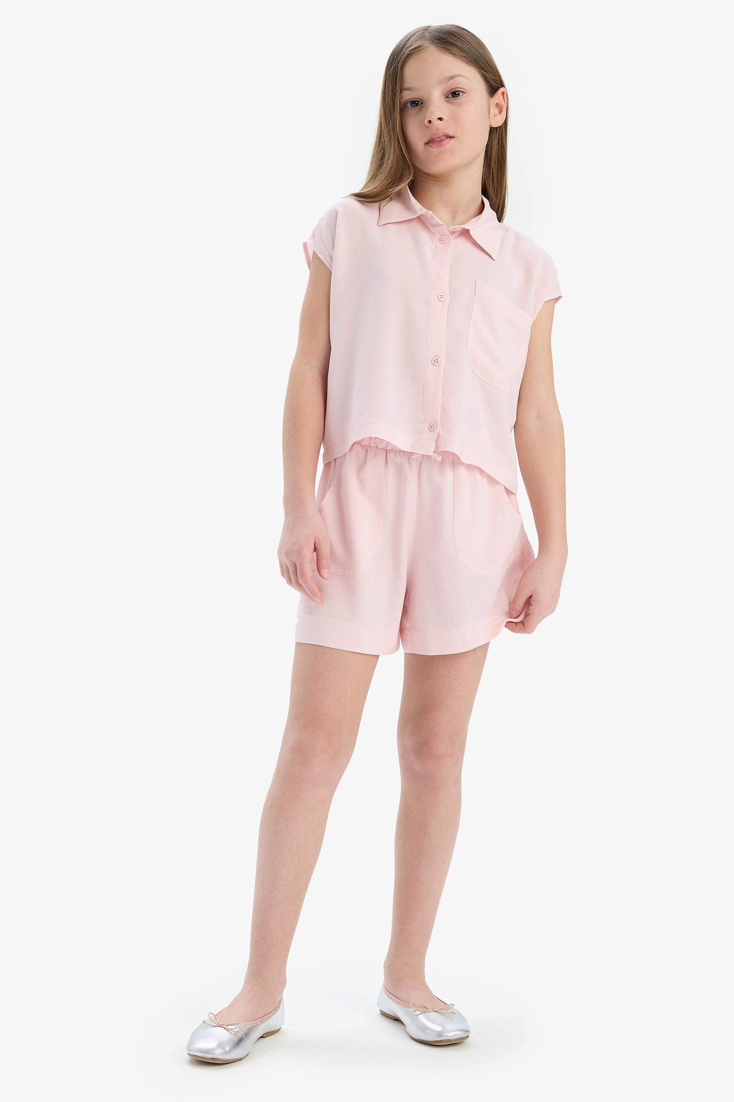 Kız Çocuk Beli Lastikli Viskon Şort