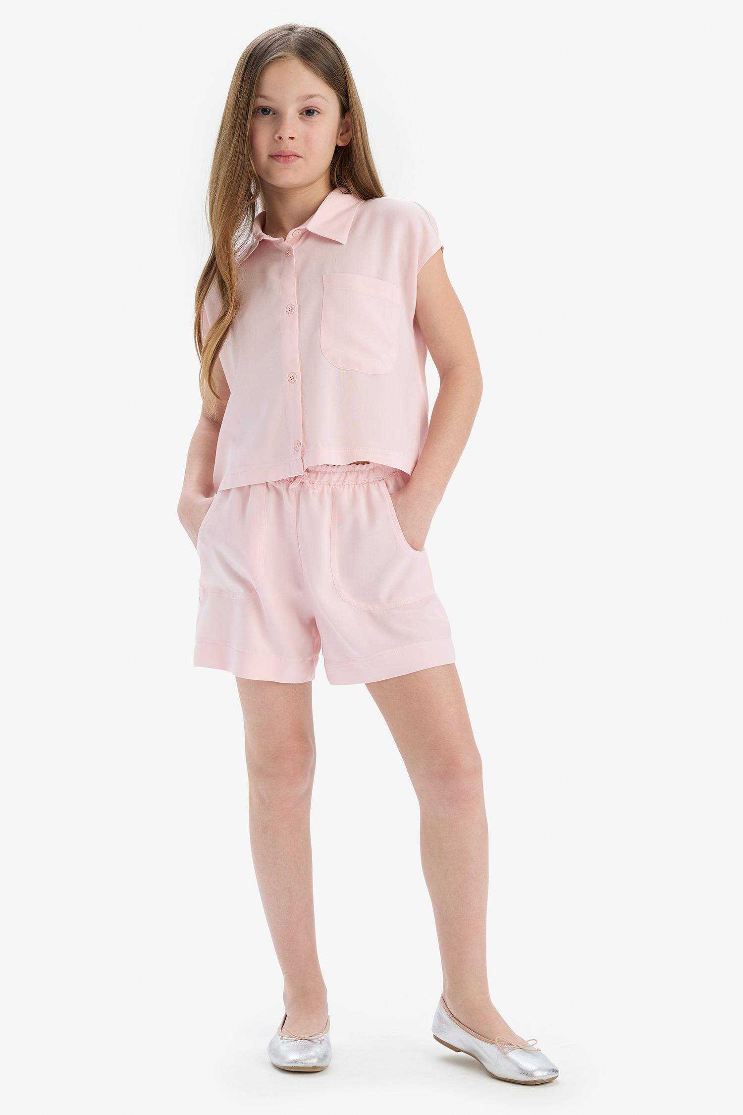 Kız Çocuk Beli Lastikli Viskon Şort