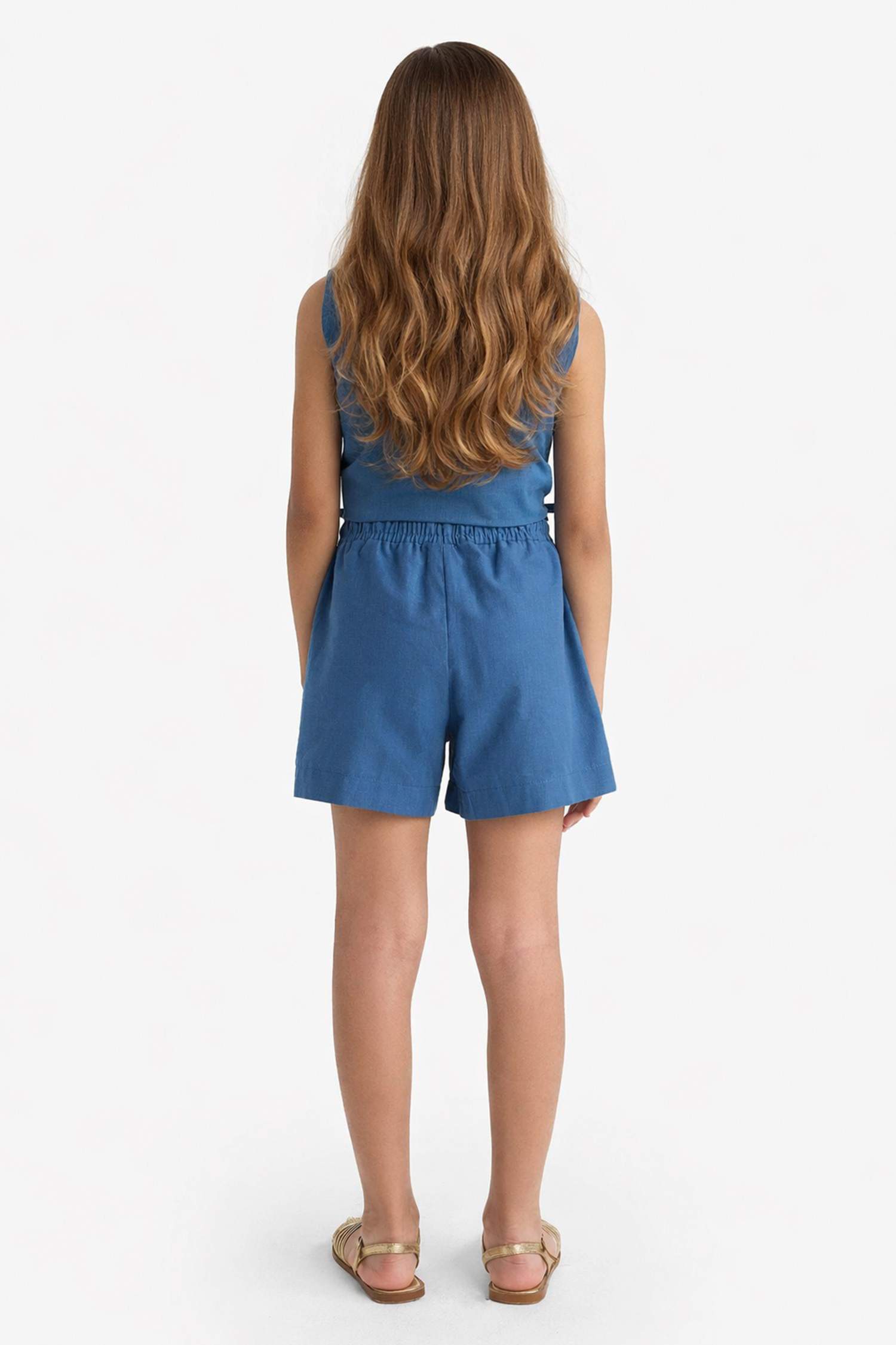 Kız Çocuk Beli Lastikli Pamuklu Şort