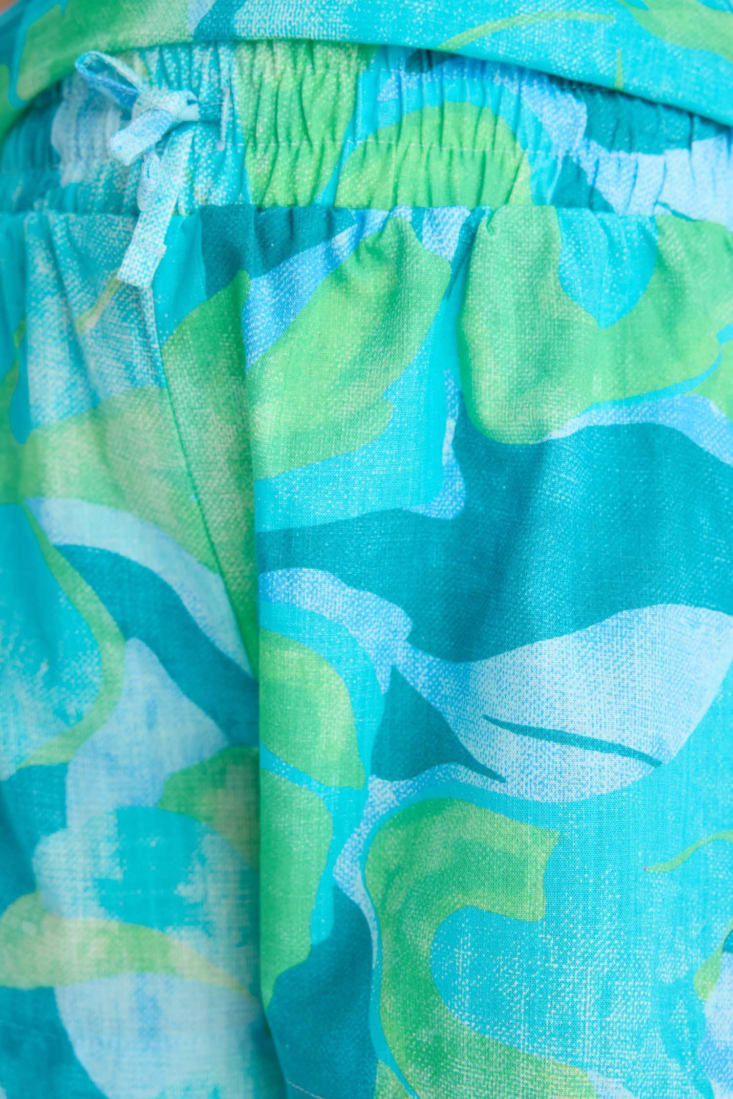 Kız Çocuk Beli Lastikli Desenli Pamuklu Şort