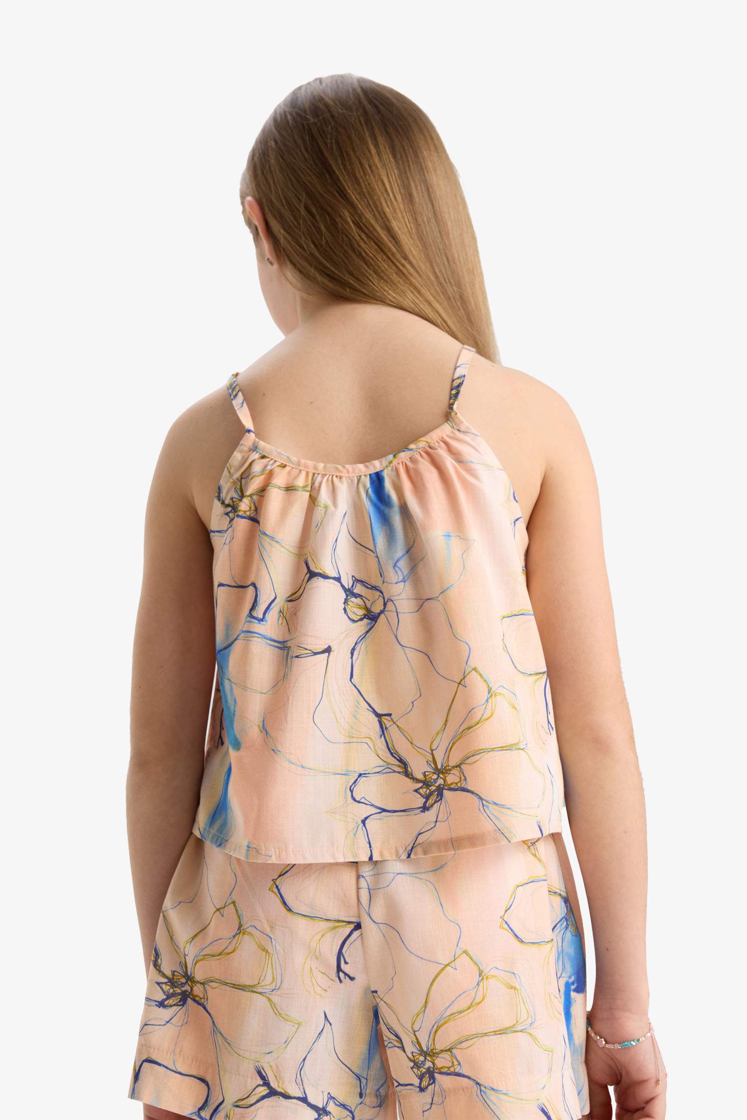 Kız Çocuk Desenli Askılı Bluz