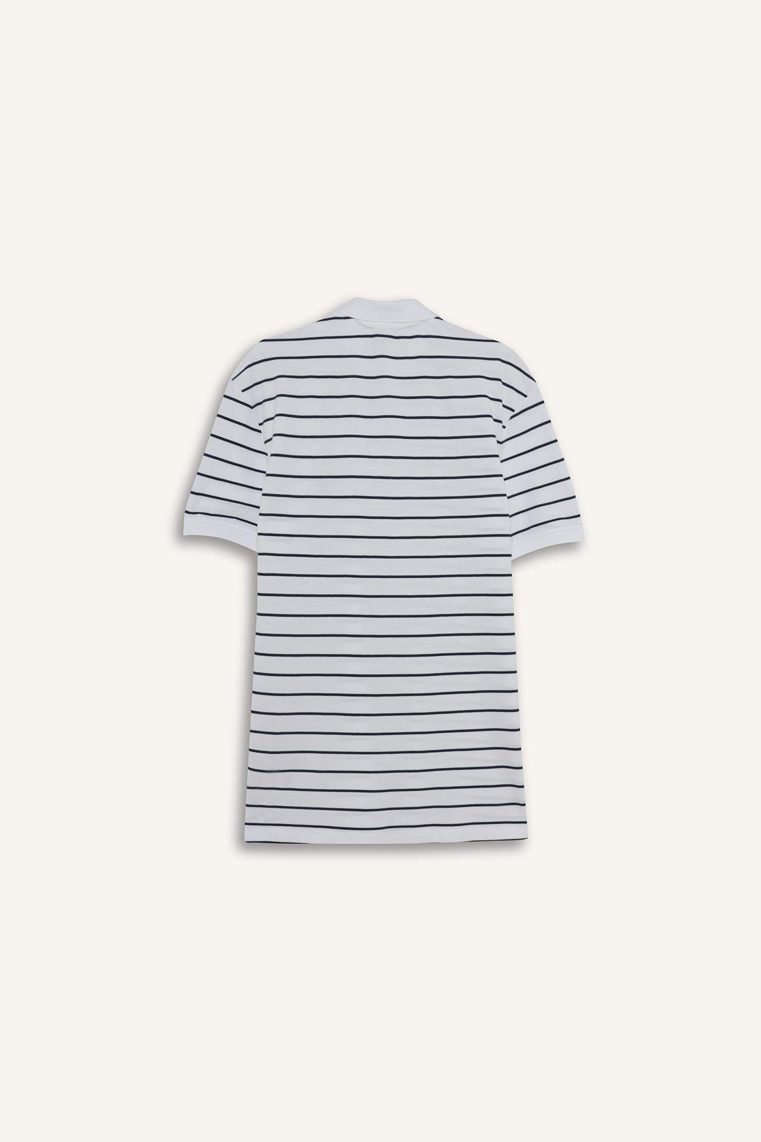 %100 Pamuk Regular Fit Polo Yaka Kısa Kollu Çizgili Tişört