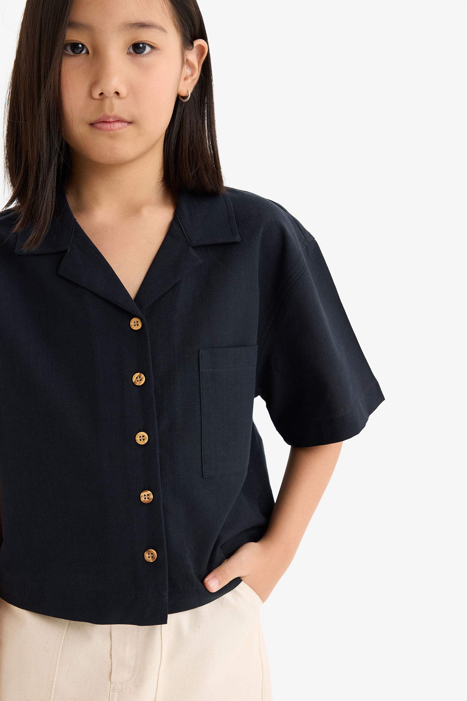 قميص نص كم كتان كروب