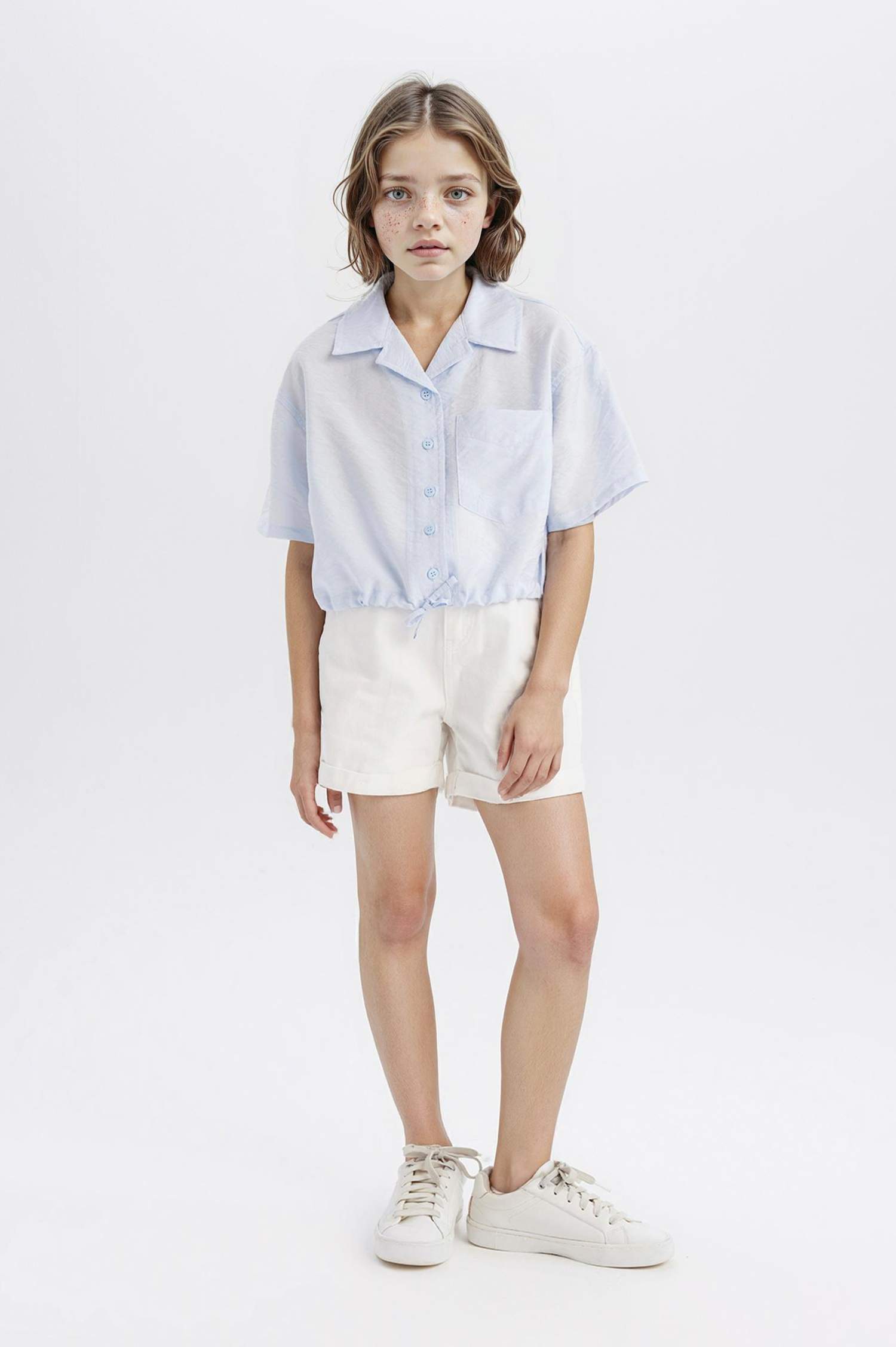 Девочки, укороченная рубашка, короткий рукав