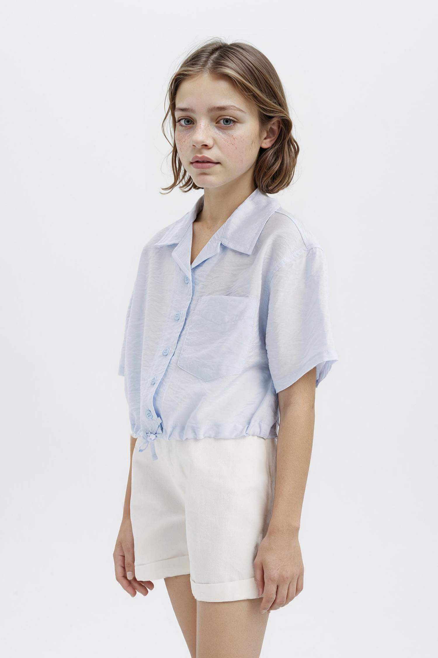 Девочки, укороченная рубашка, короткий рукав