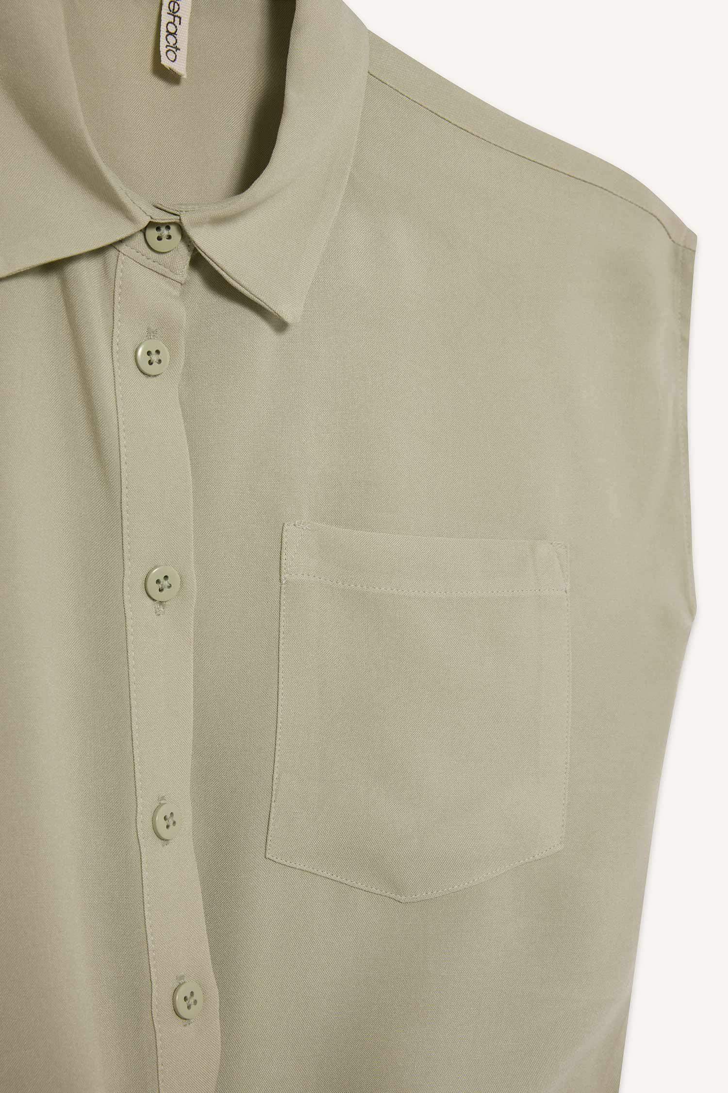 Kız Çocuk Crop Önden Bağlamalı Pamuklu Kısa Kollu Gömlek