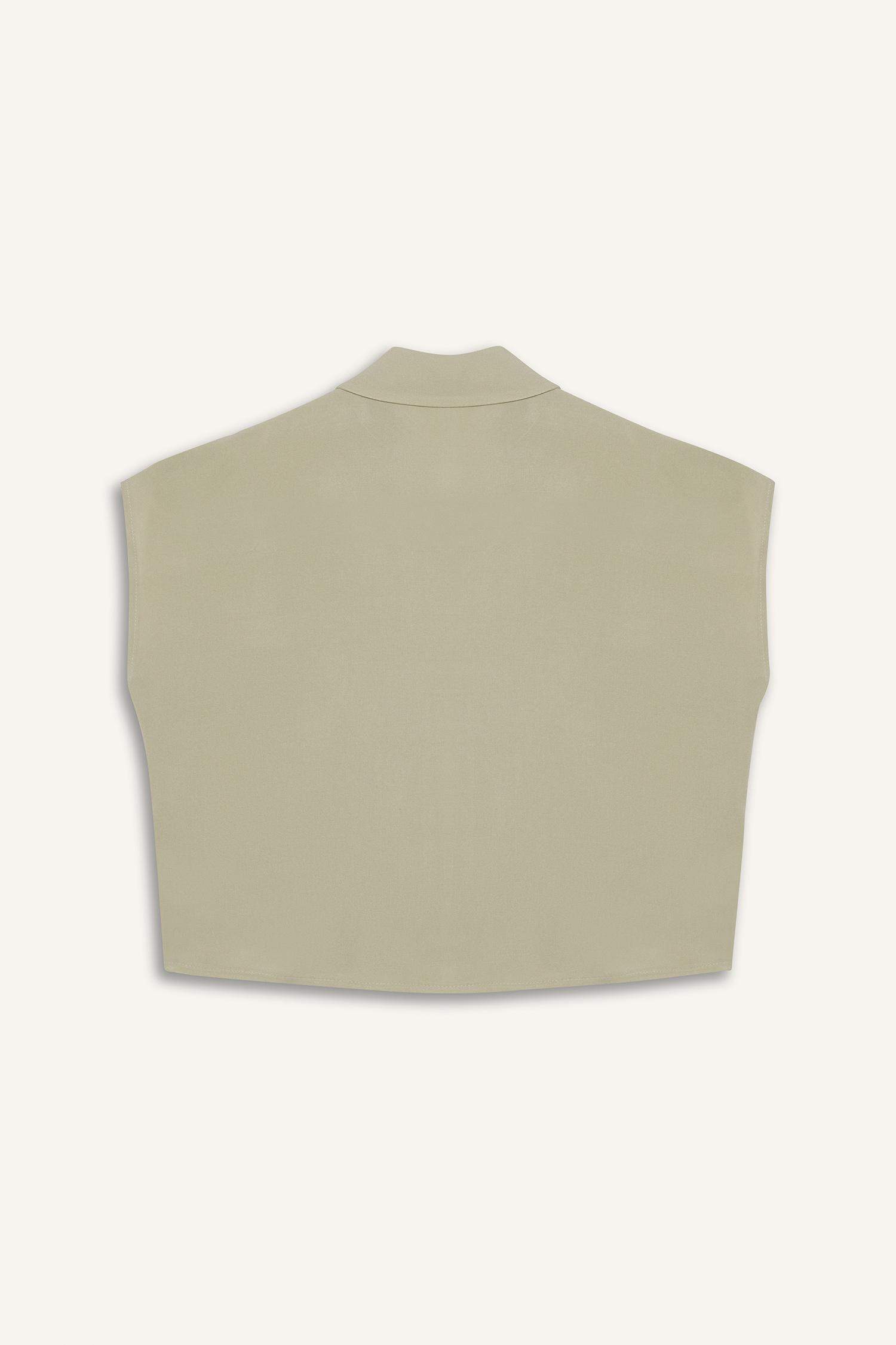 Kız Çocuk Crop Önden Bağlamalı Pamuklu Kısa Kollu Gömlek