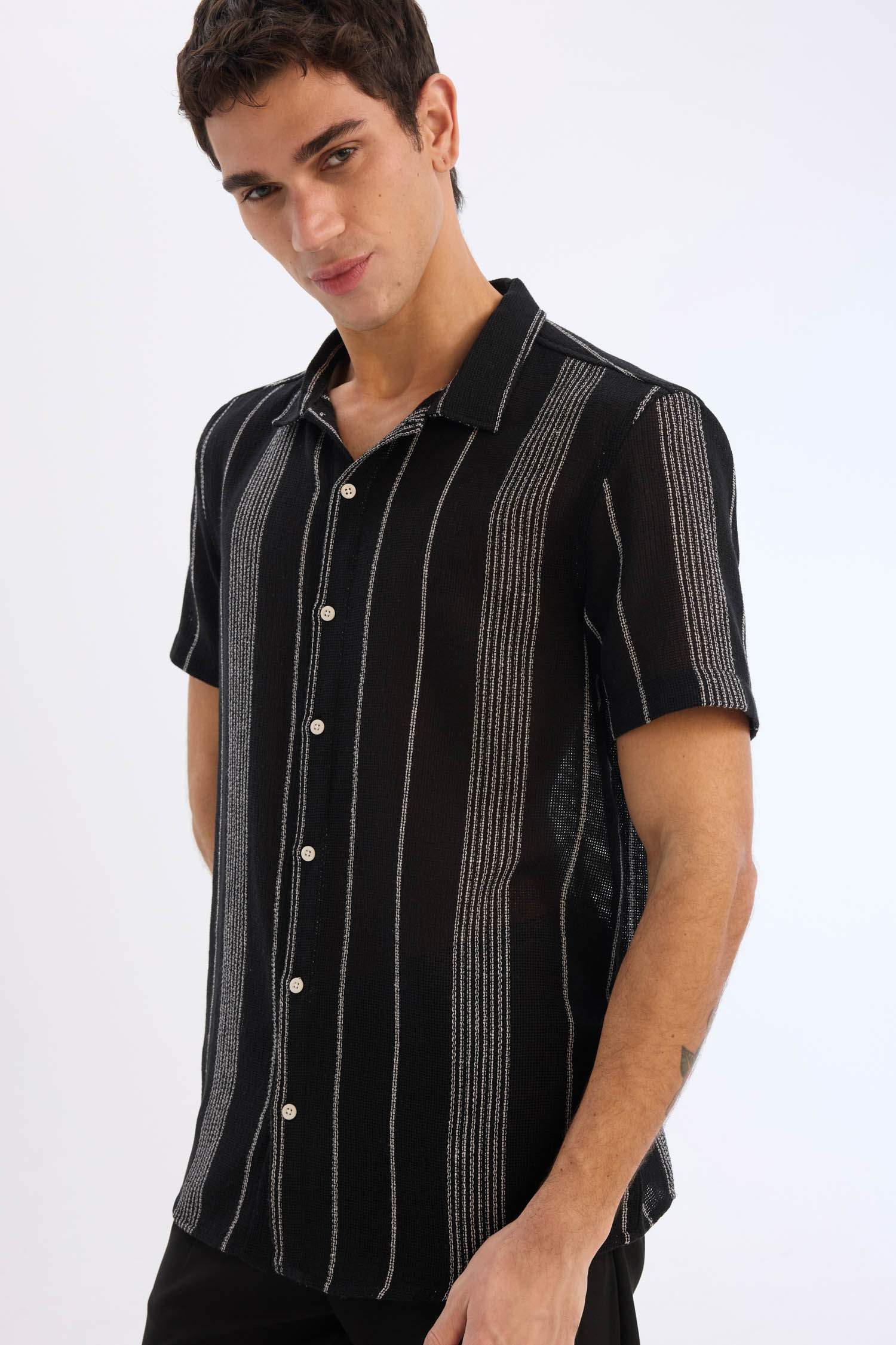 Regular Fit Yazlık Polo Yaka Pamuklu Kısa Kollu Gömlek