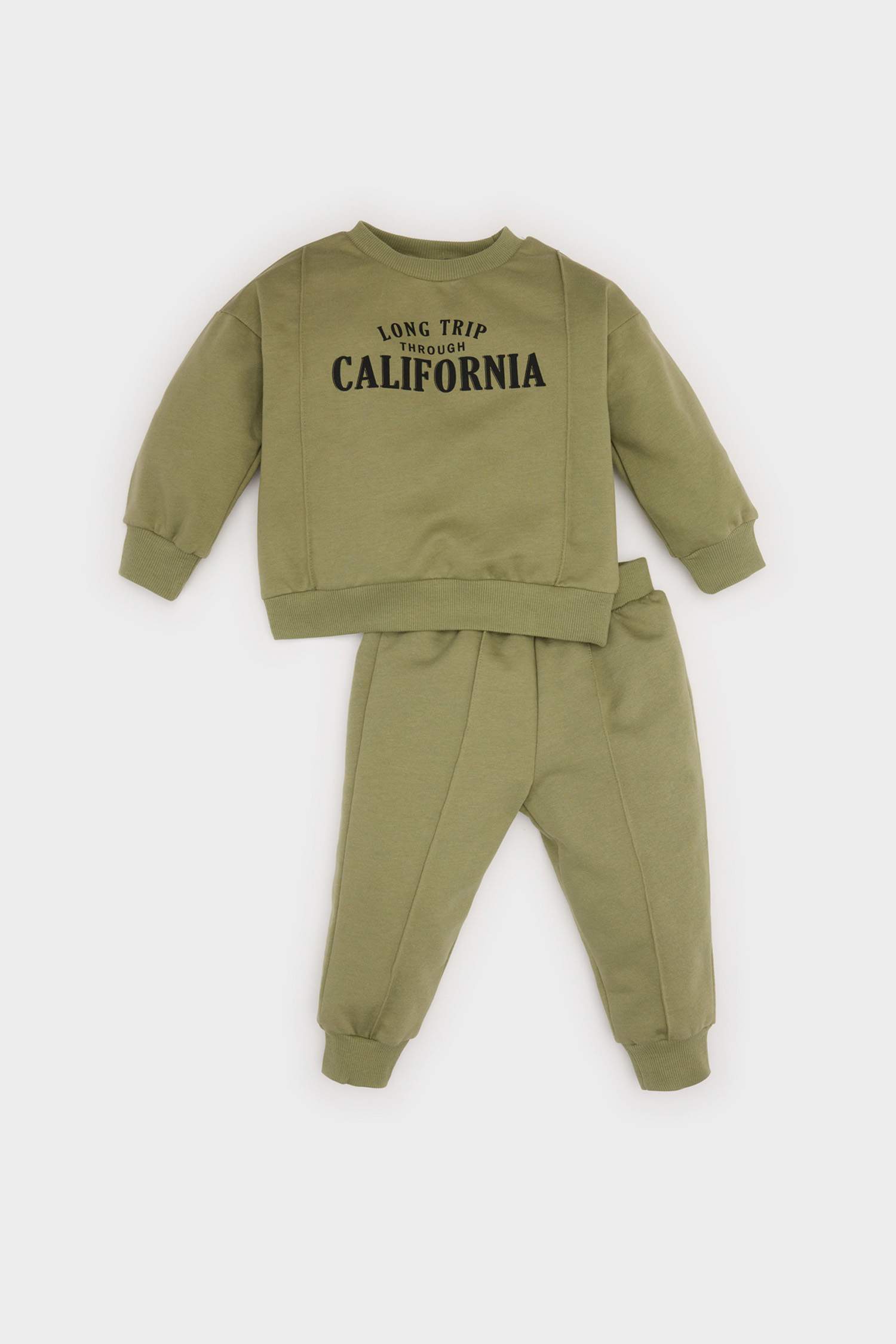 Erkek Bebek 2'li Takım Baskılı Sweatshirt Beli Lastikli Eşofman Altı