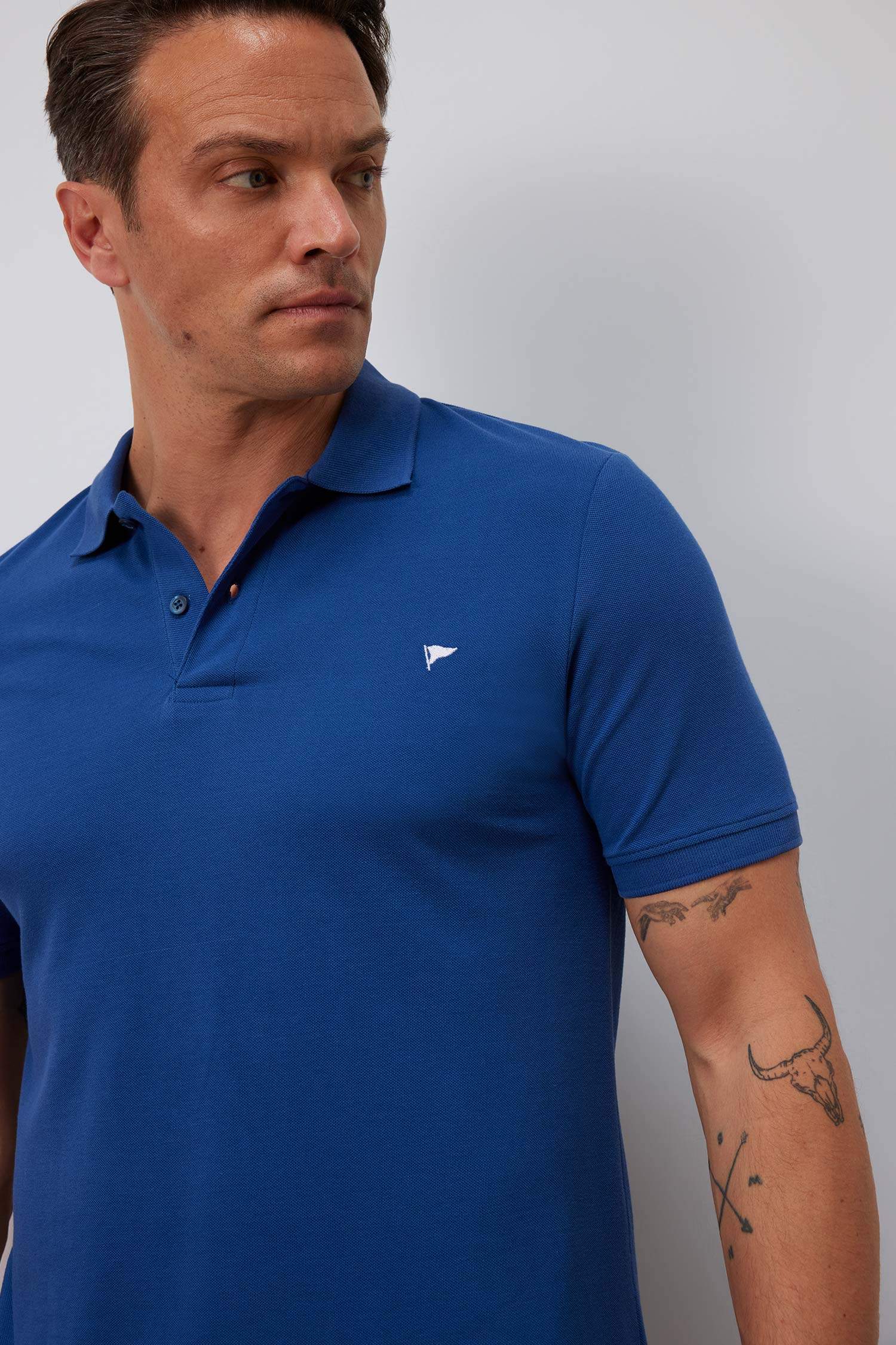 %100 Pamuk Slim Fit Dar Kesim Polo Yaka Kısa Kollu Tişört