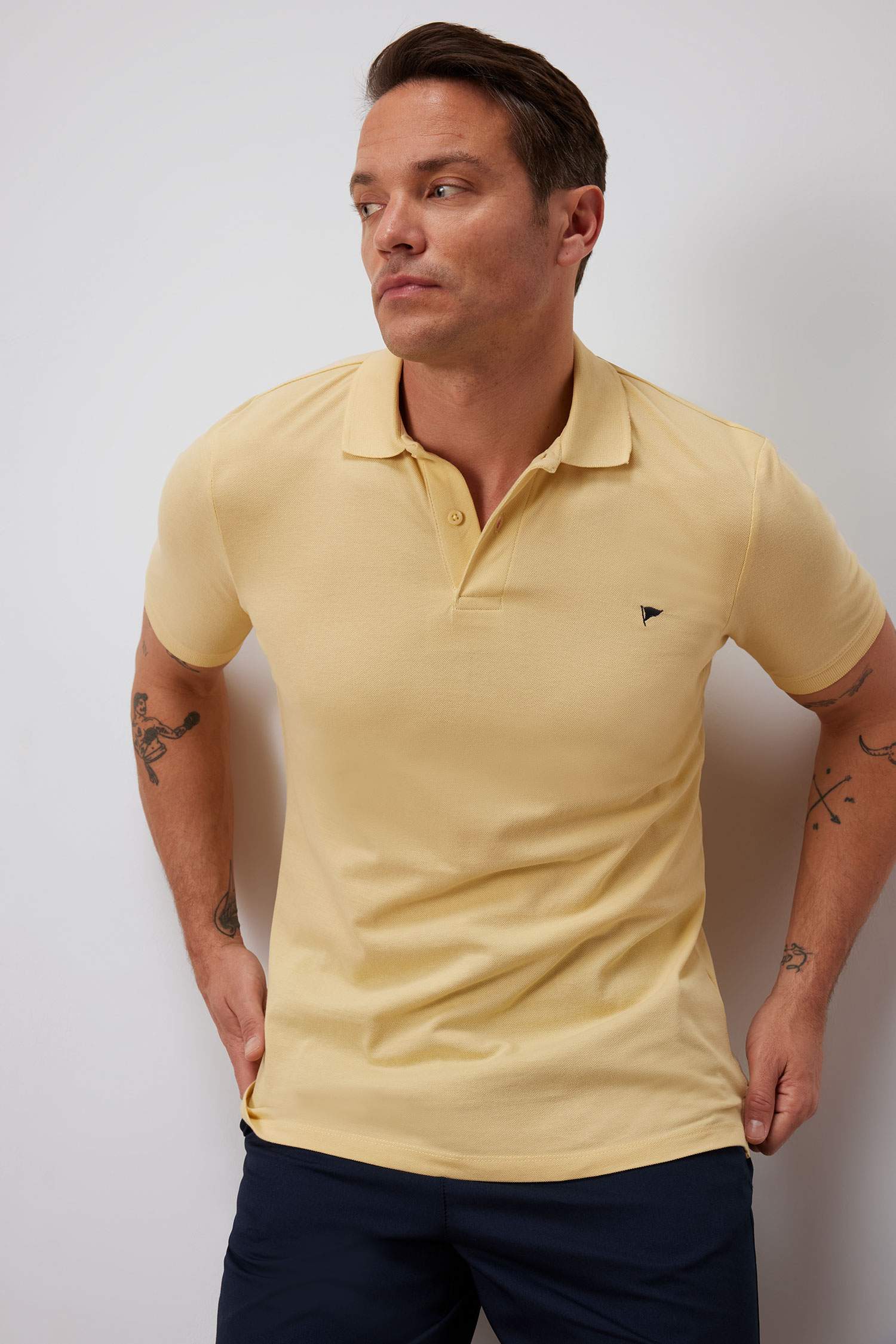 T-shirt Polo slim en coton brodé à manches courtes