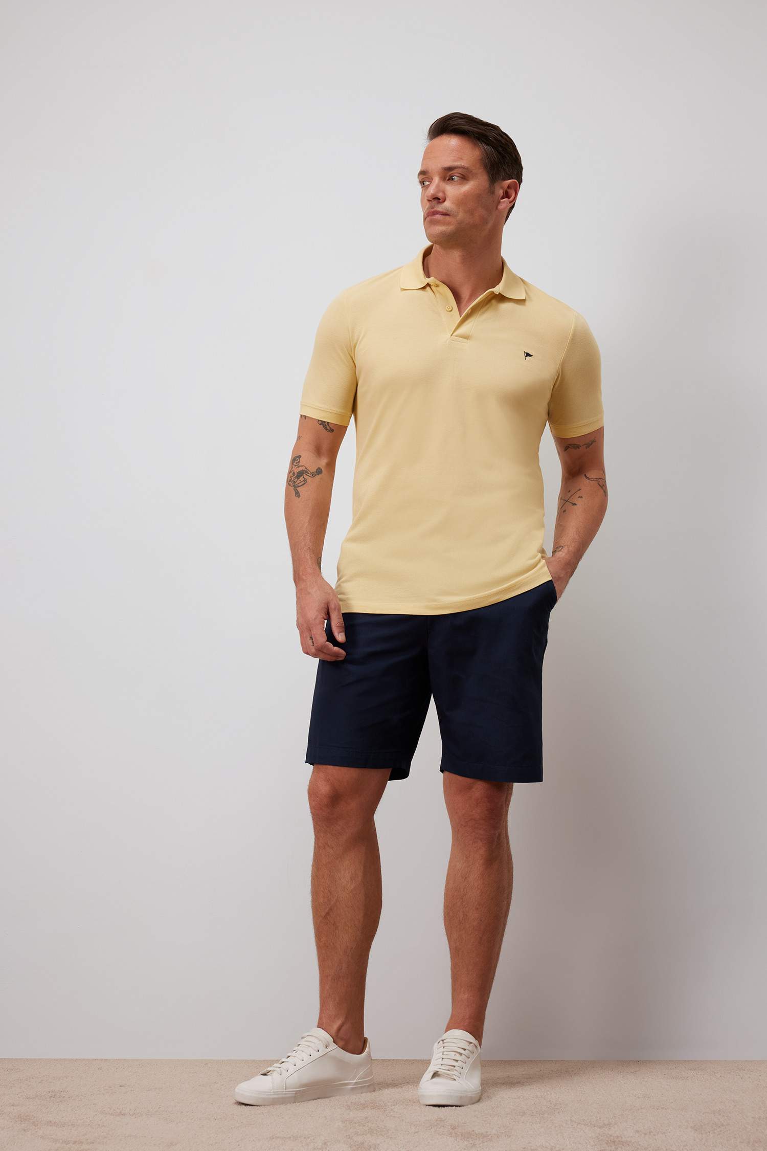 T-shirt Polo slim en coton brodé à manches courtes