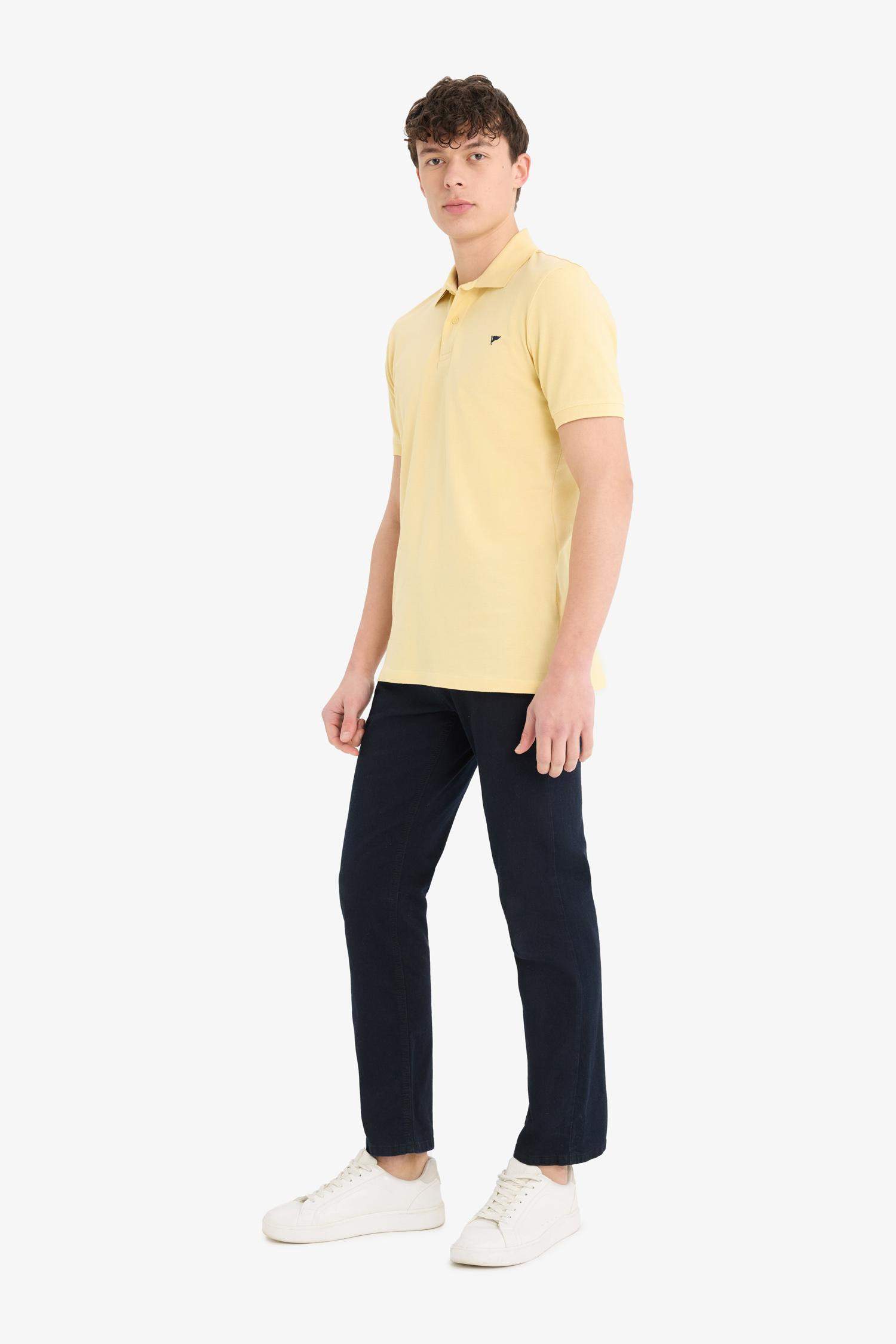 T-shirt Polo slim en coton brodé à manches courtes