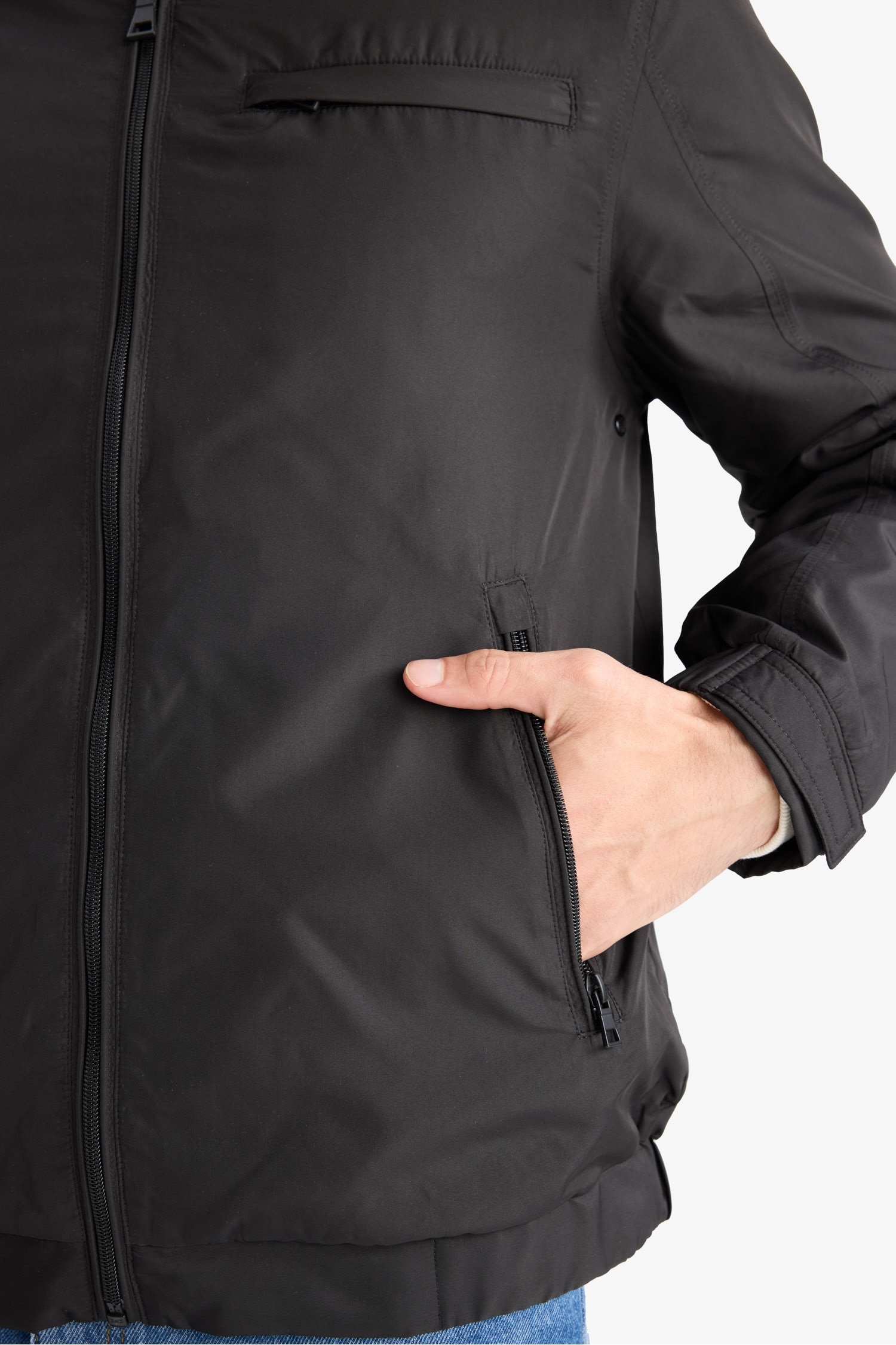 Su İtici Regular Fit Dik Yaka Astarlı Gizli Kapüşonlu Fermuarlı Cepli Mevsimlik Baharlık Mont