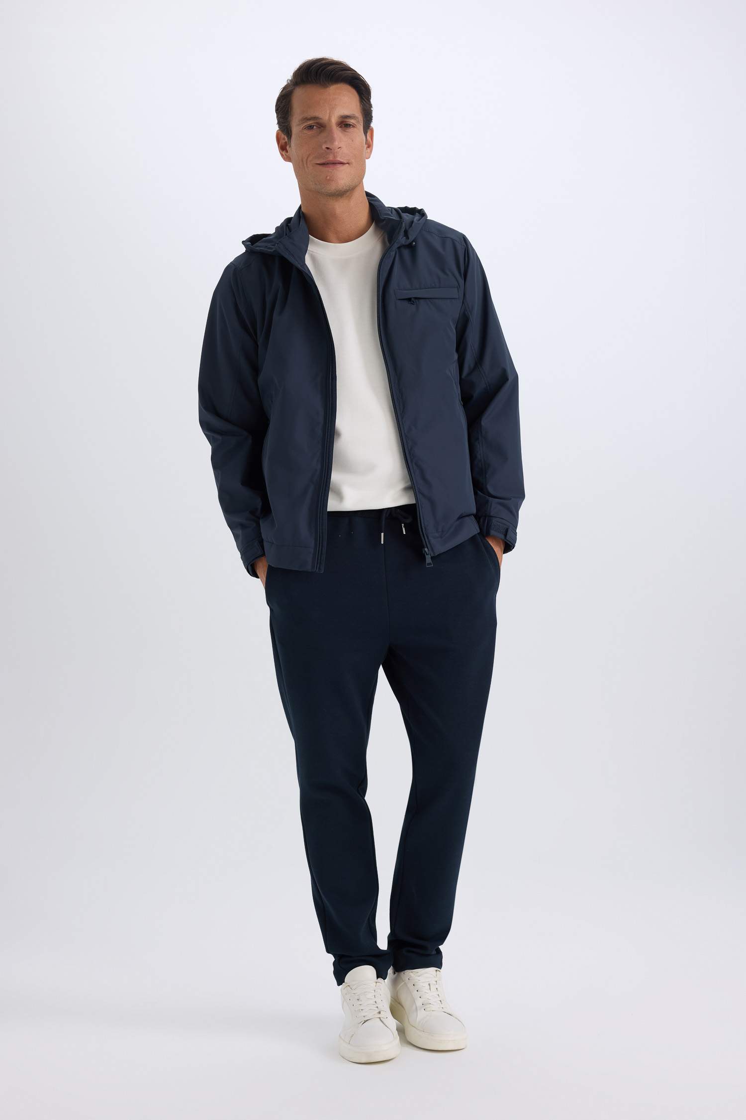 Regular Fit Stand Collar Cotton Lined Zippered Waterproof Jacket