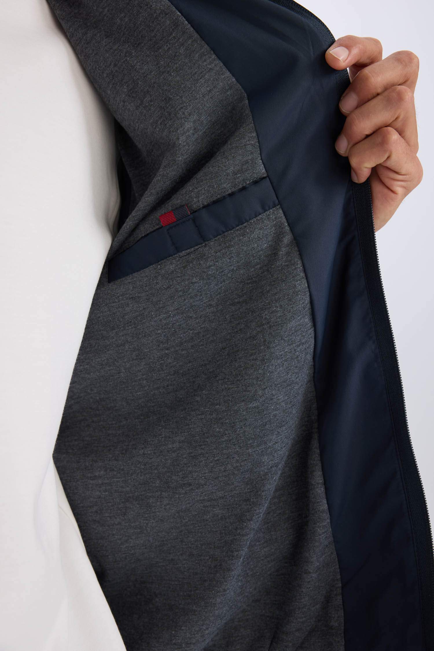 Regular Fit Stand Collar Cotton Lined Zippered Waterproof Jacket