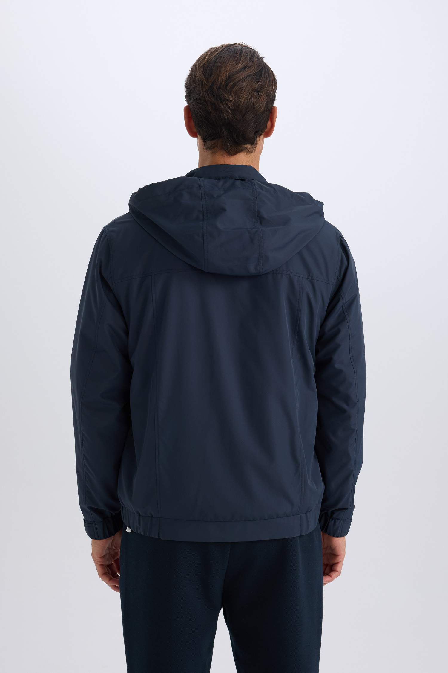 Regular Fit Stand Collar Cotton Lined Zippered Waterproof Jacket