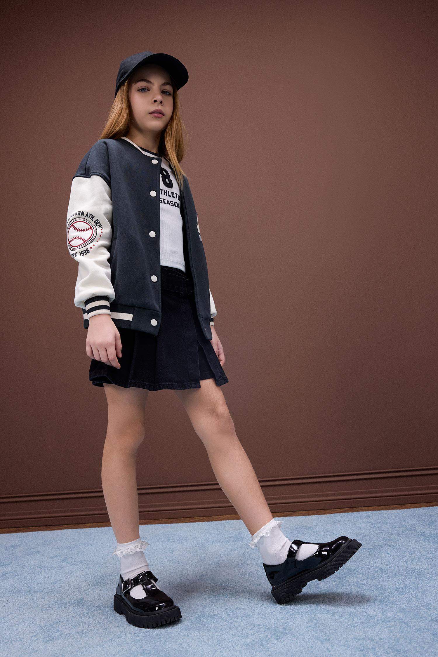 Kız Çocuk Kemerli Jean Şort Etek