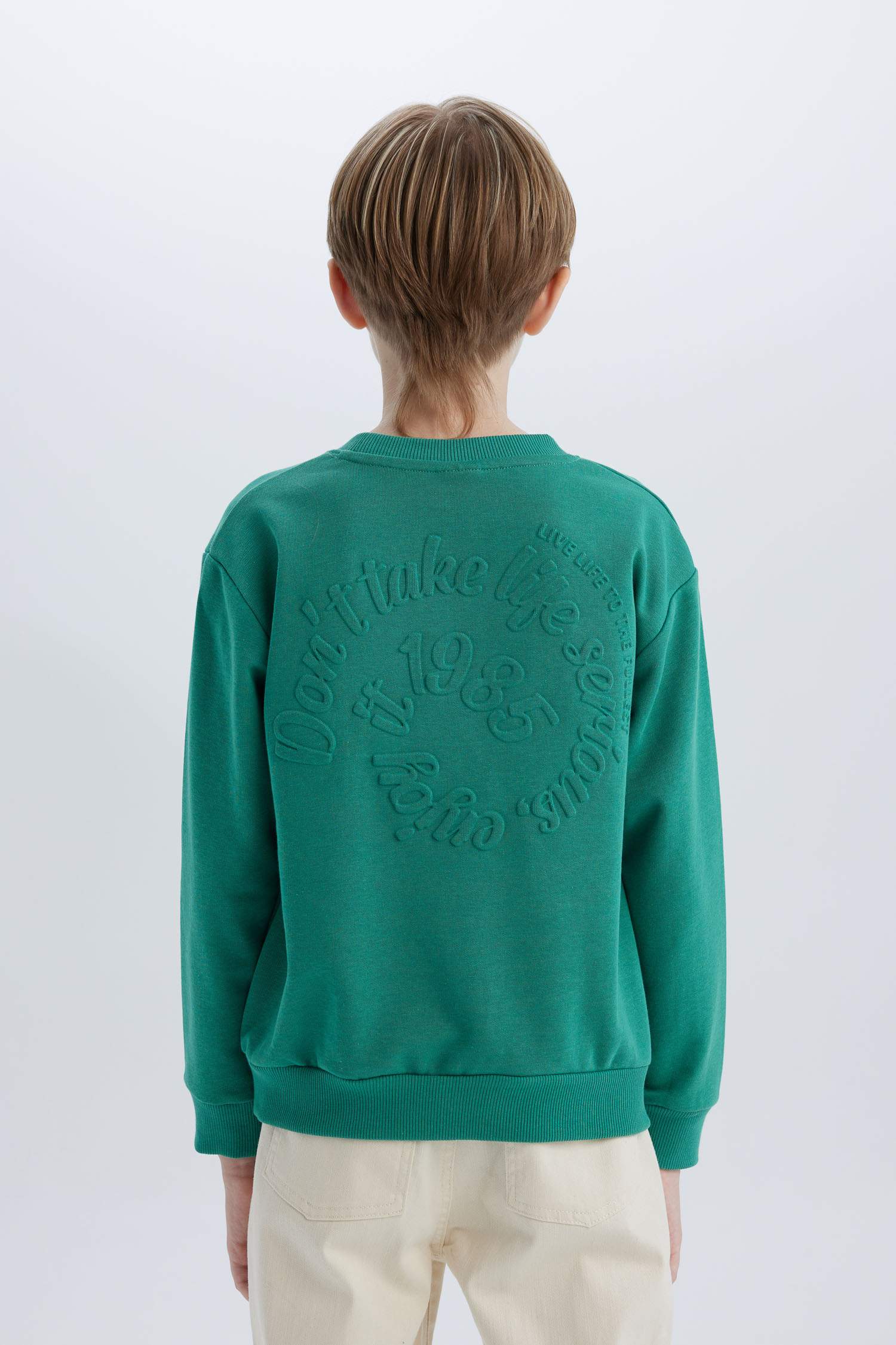 سويت شيرت ولادي قصة عادية بطبعة من الخلف