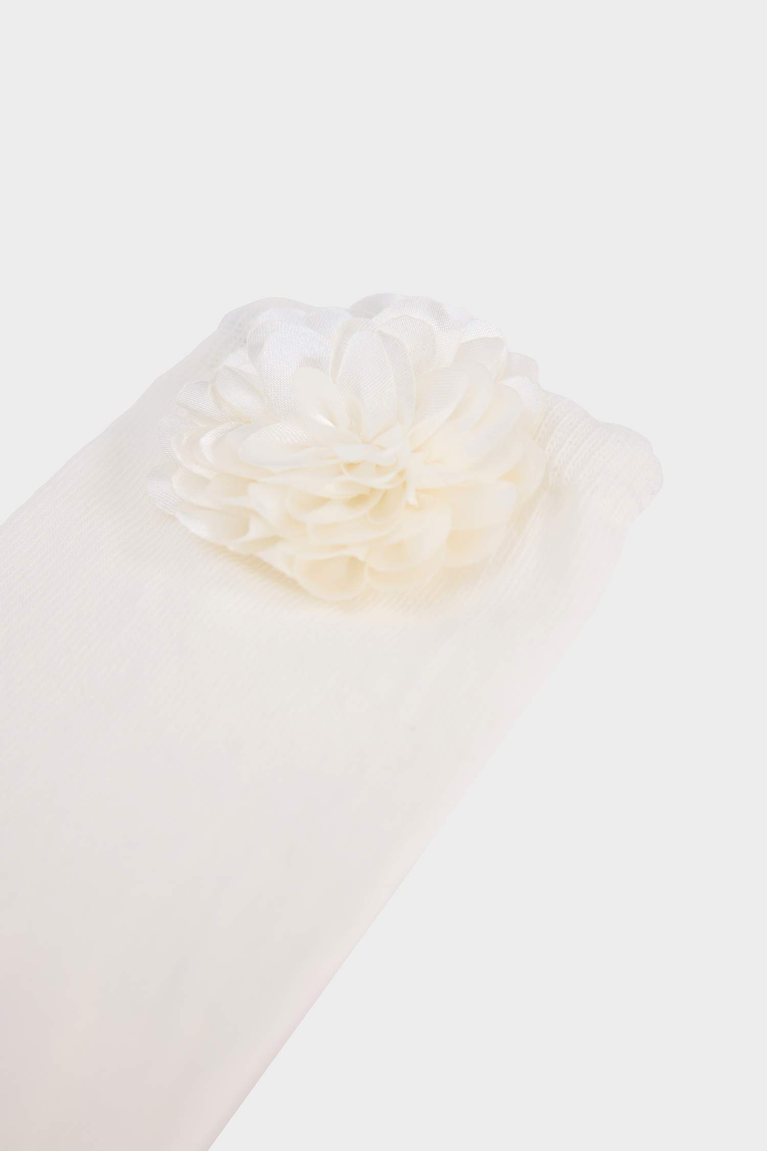 Kadın Çiçek Aksesuarlı Penye Pamuklu Premium Uzun Çorap