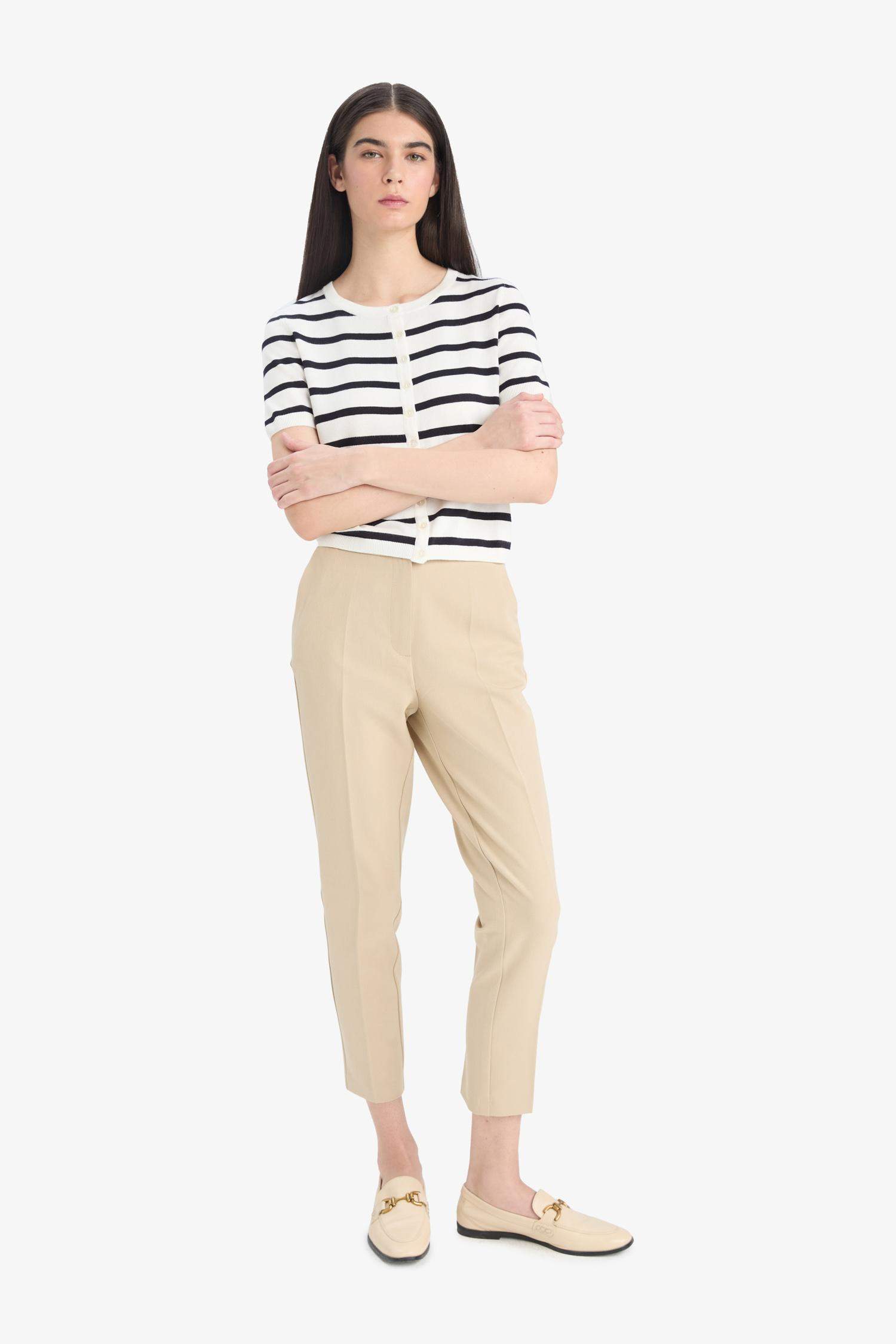 Pantalon droit taille haute à poches