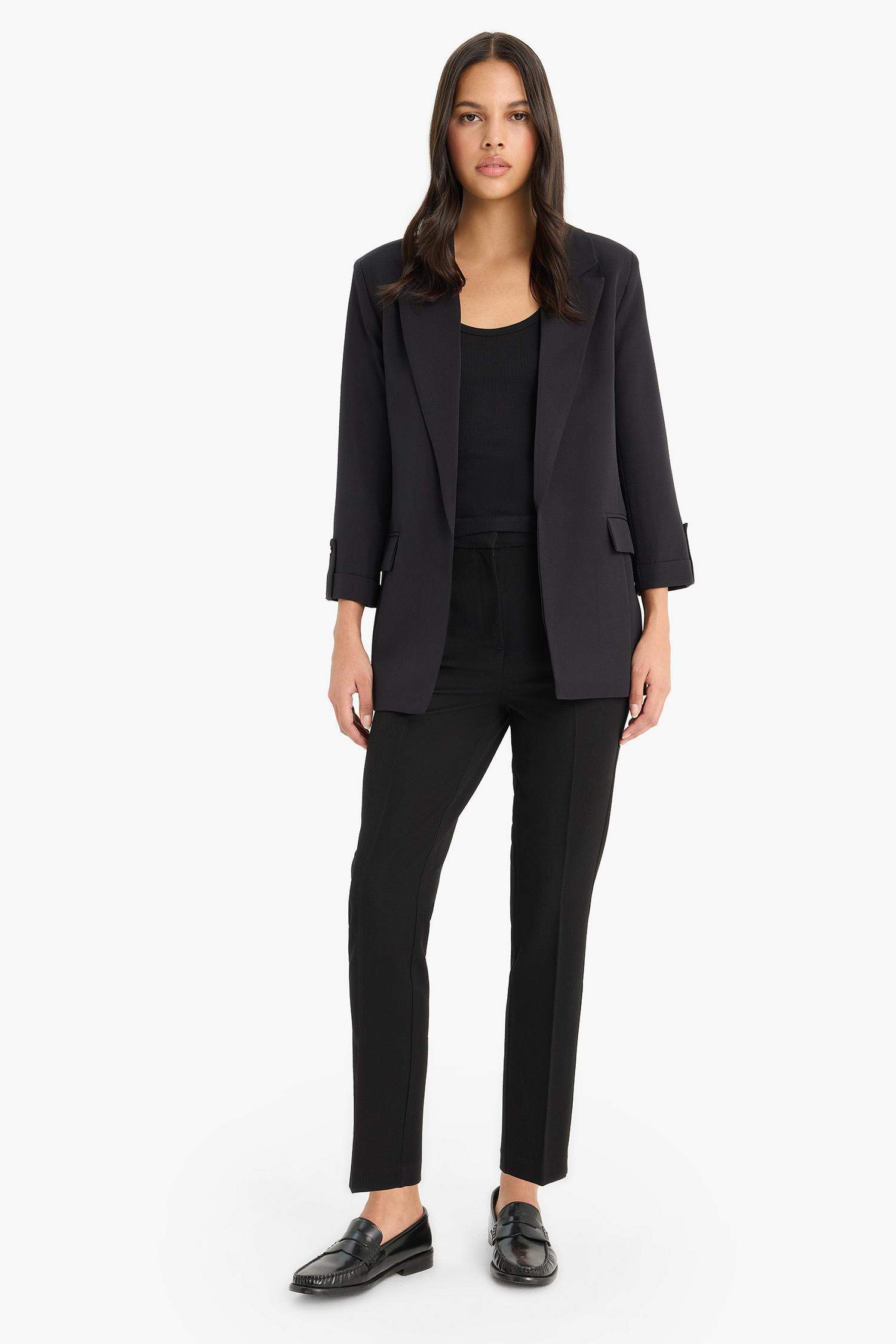 Pantalon droit taille haute avec poches