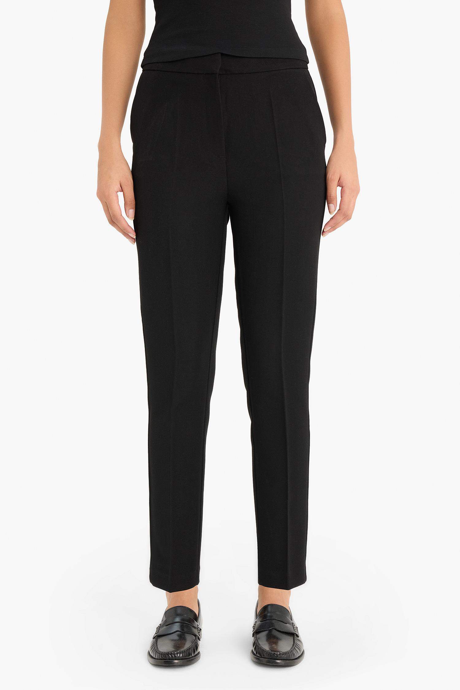 Pantalon droit taille haute avec poches