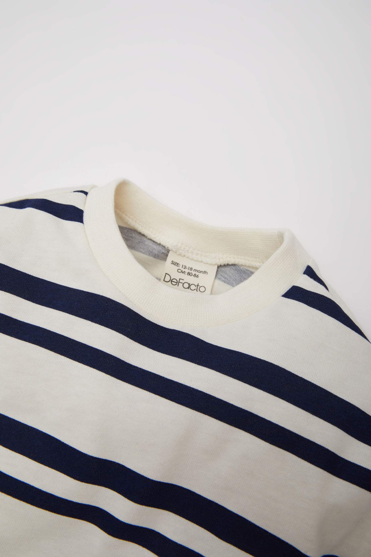 T-shirt rayé à col rond et manches longues pour bébé garçon