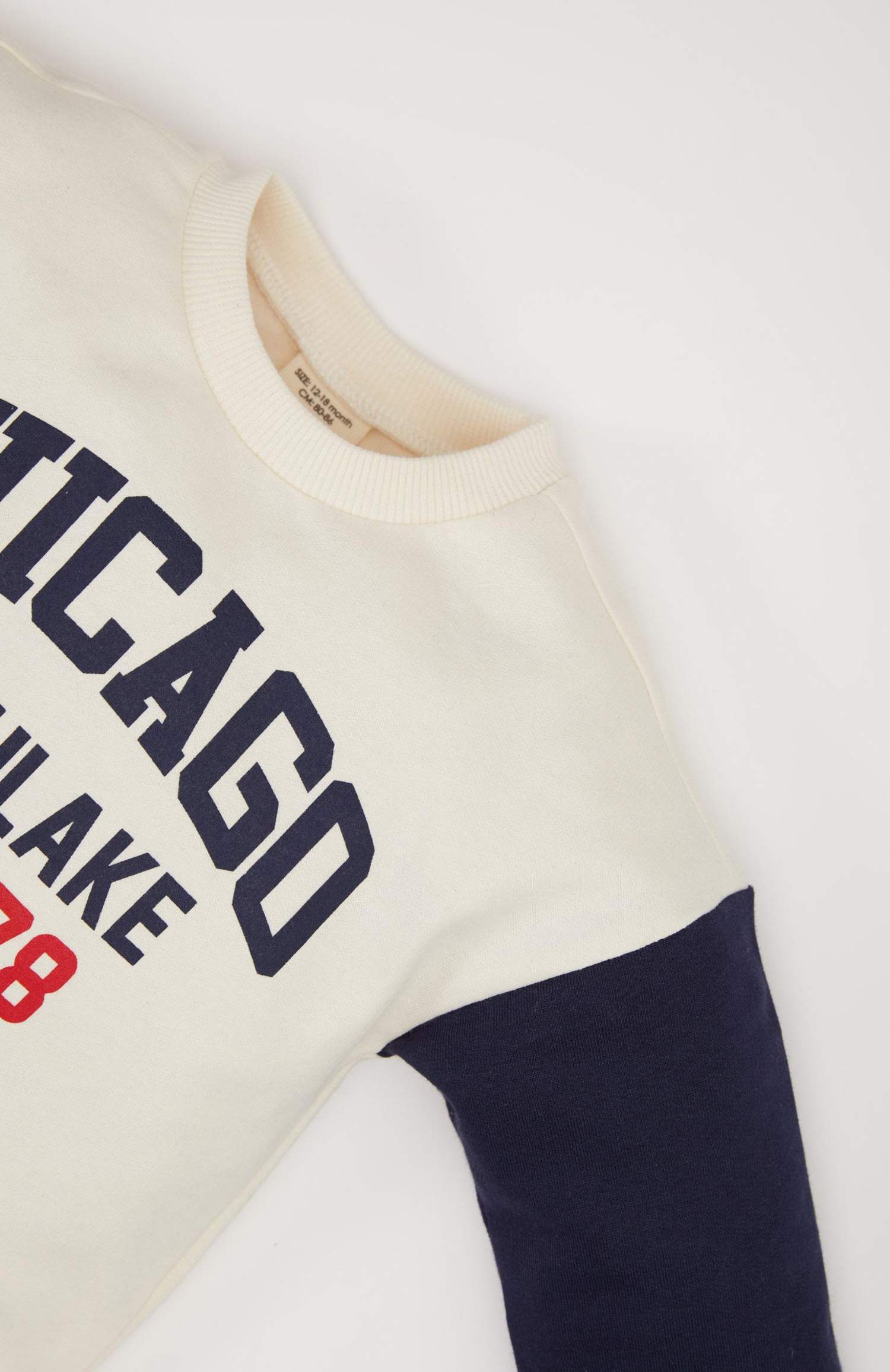 Erkek Bebek 2'li Takım Bisiklet Yaka Baskılı Sweatshirt Beli Lastikli Eşofman Altı