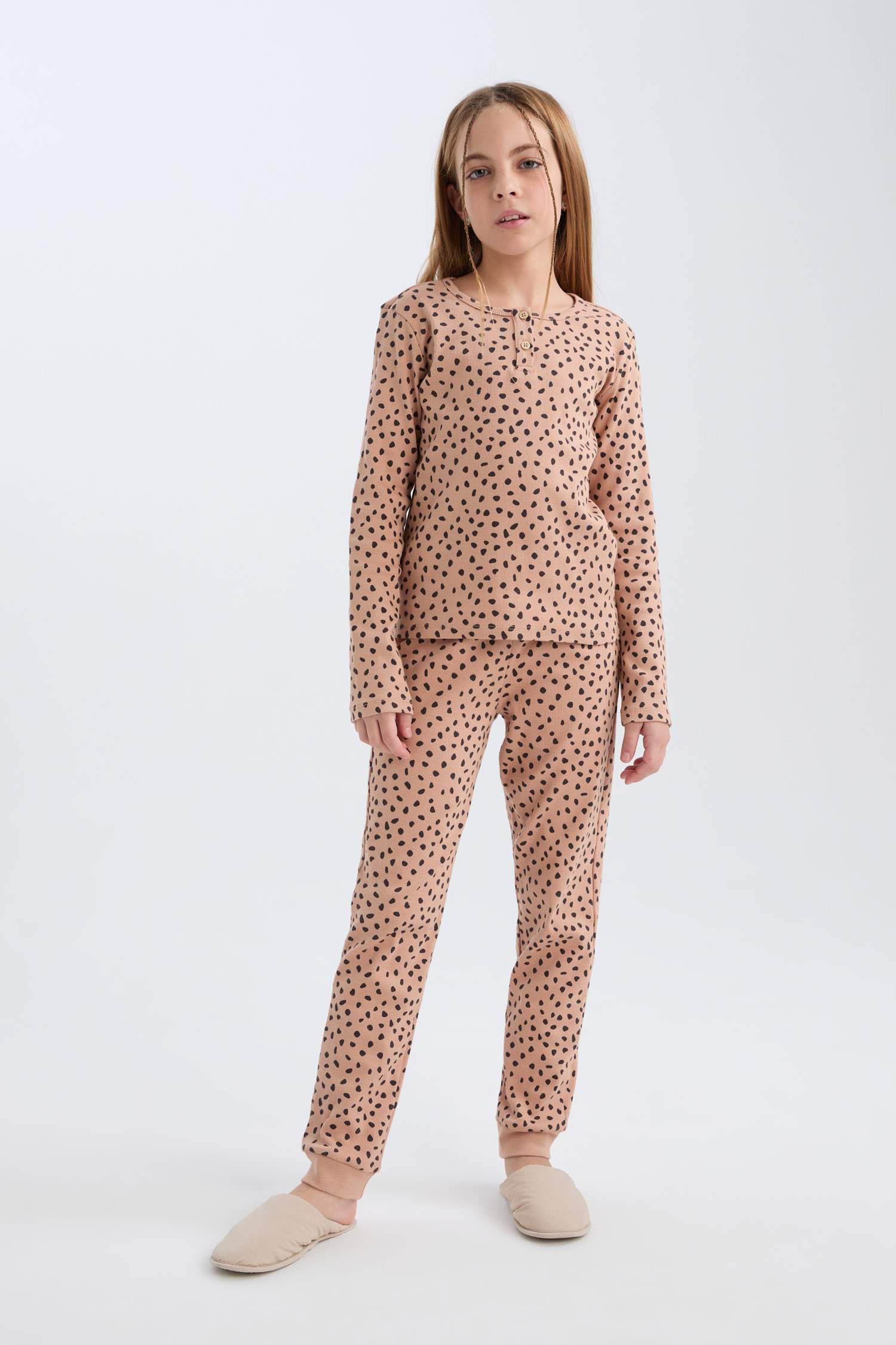 Girl Ribbed Camisole Top Long Bottom 2 Piece Pajama Set