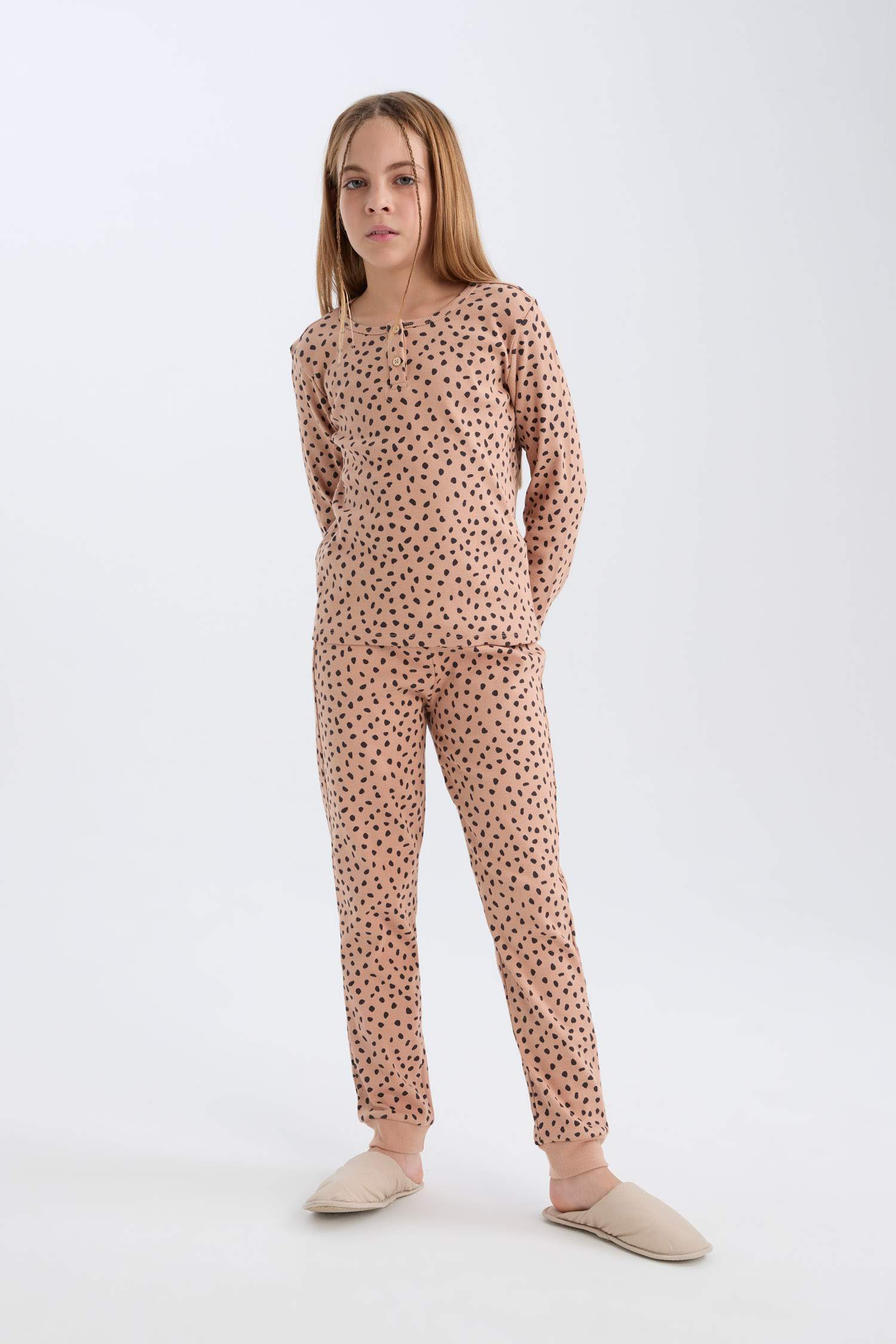 Girl Ribbed Camisole Top Long Bottom 2 Piece Pajama Set