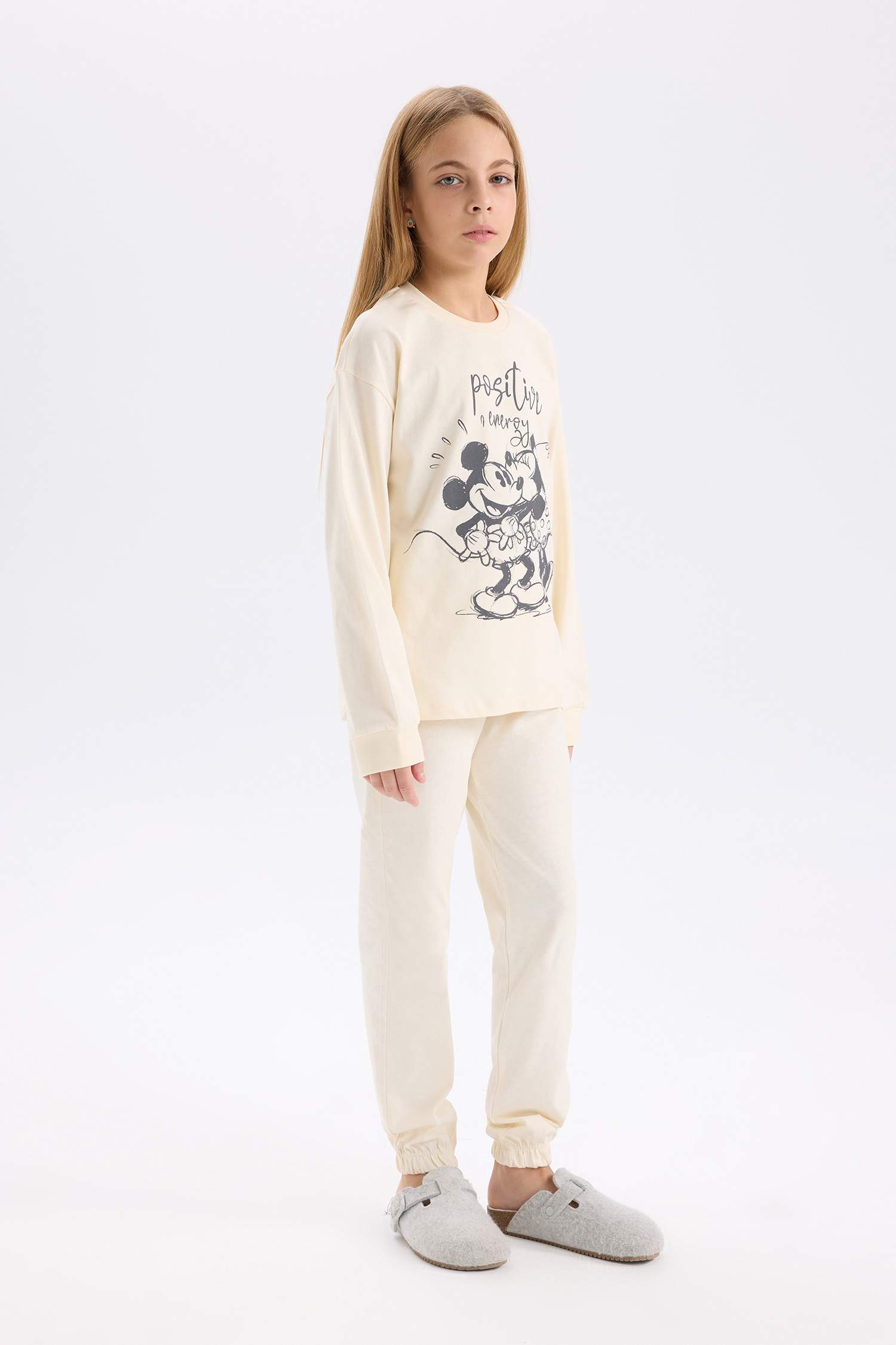 Kız Çocuk Disney Mickey & Minnie Pijama Takımı Uzun Kollu Üst Uzun Alt